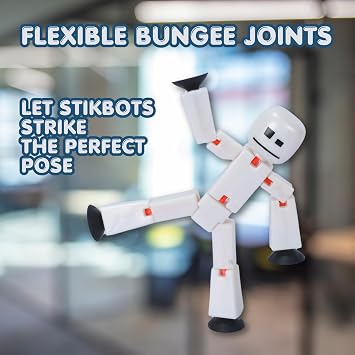Zing StikBot Dual Pack - Includes 2 StikBots - Collectible Action Figures and Accessories, Stop Motion Animation, Ages 4 and Up (Charcoal & Pearl)