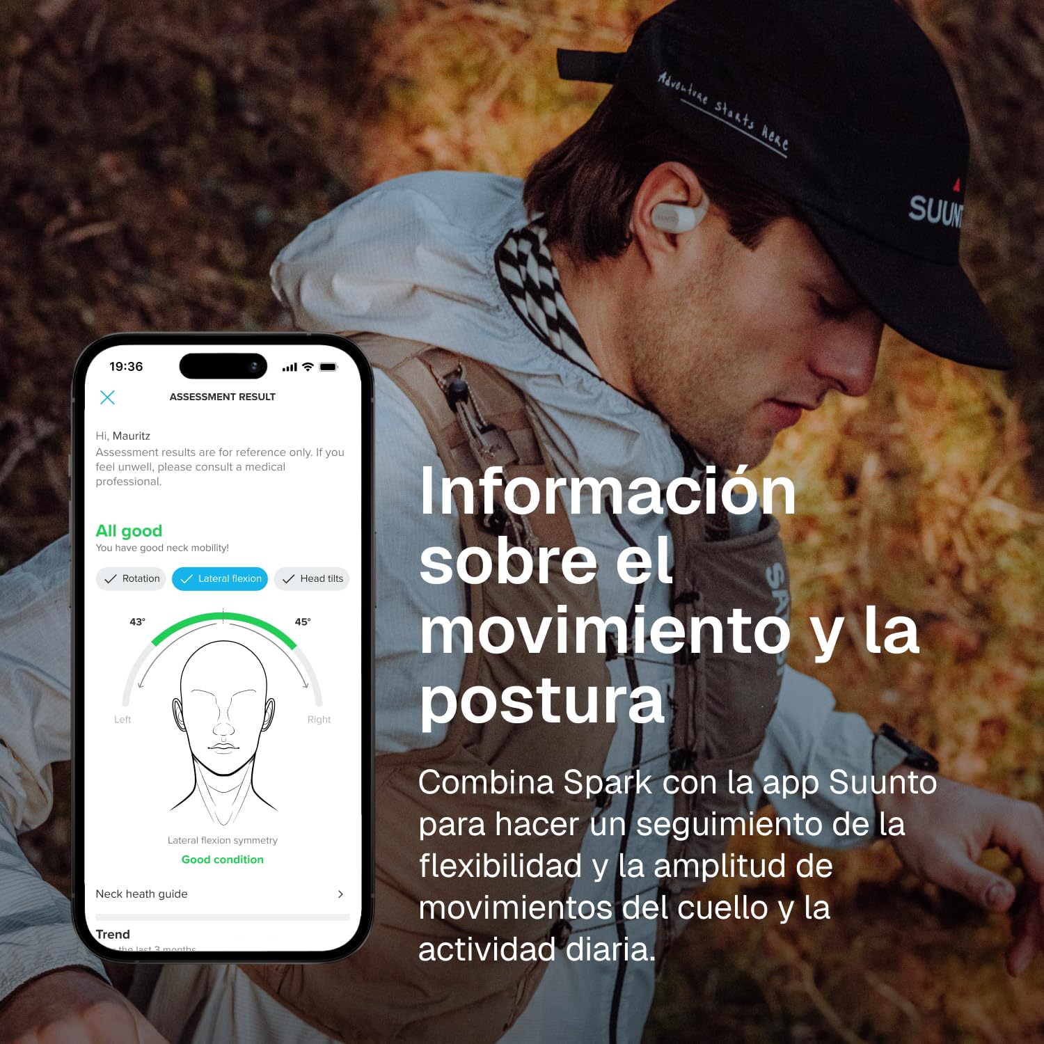 SUUNTO Spark Auriculares Abiertos de conducción ósea IP55 | 36 horas de reproducción, Bluetooth 5.4, control de movimiento de la cabeza, app SUUNTO