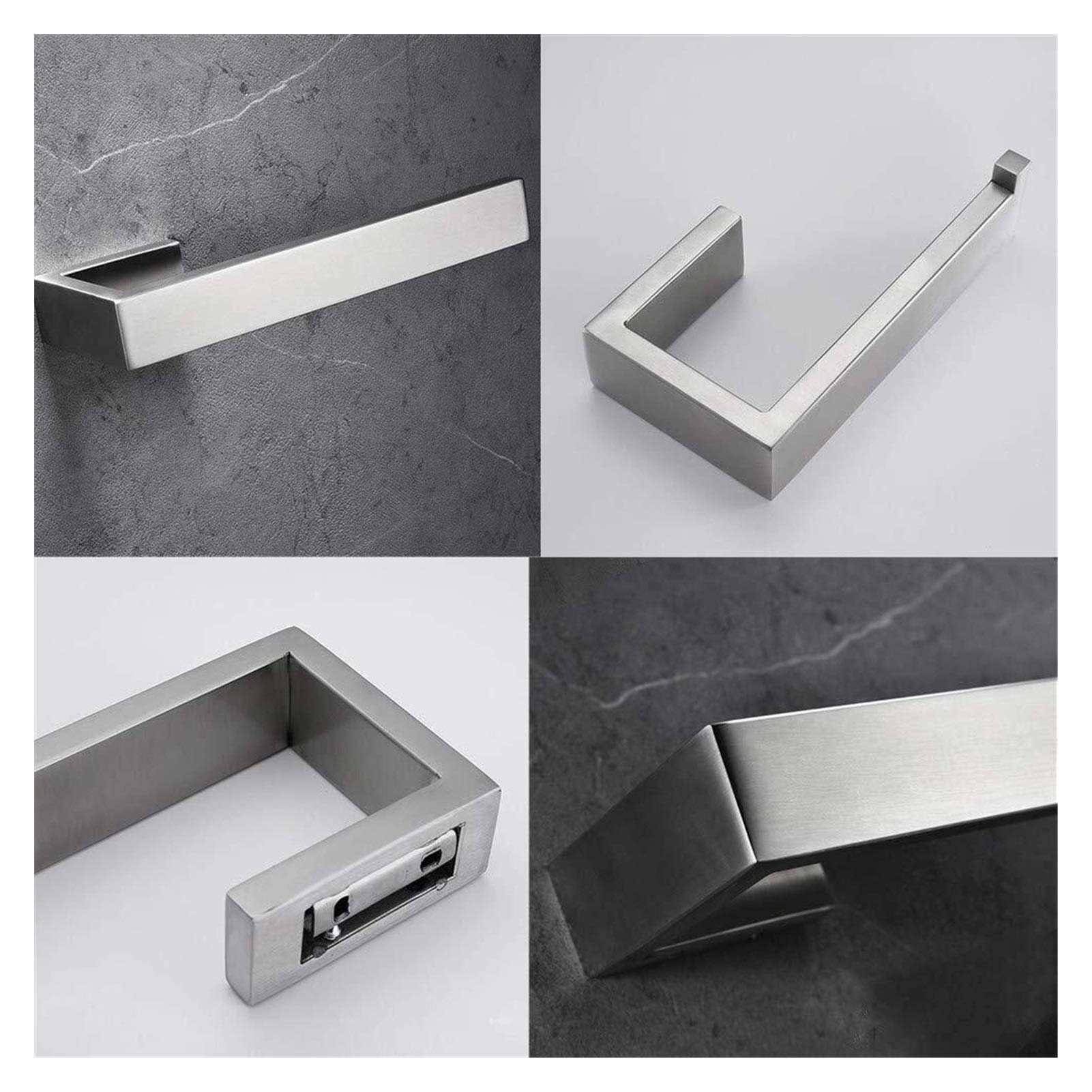 Juego de Accesorios de baño Conjunto de hardware de baño Conjunto de accesorios de baño de 4 piezas Conjunto de acero inoxidable Montaje de pared Toalla de toalla de toalla Soporte de toalla Hoja de i