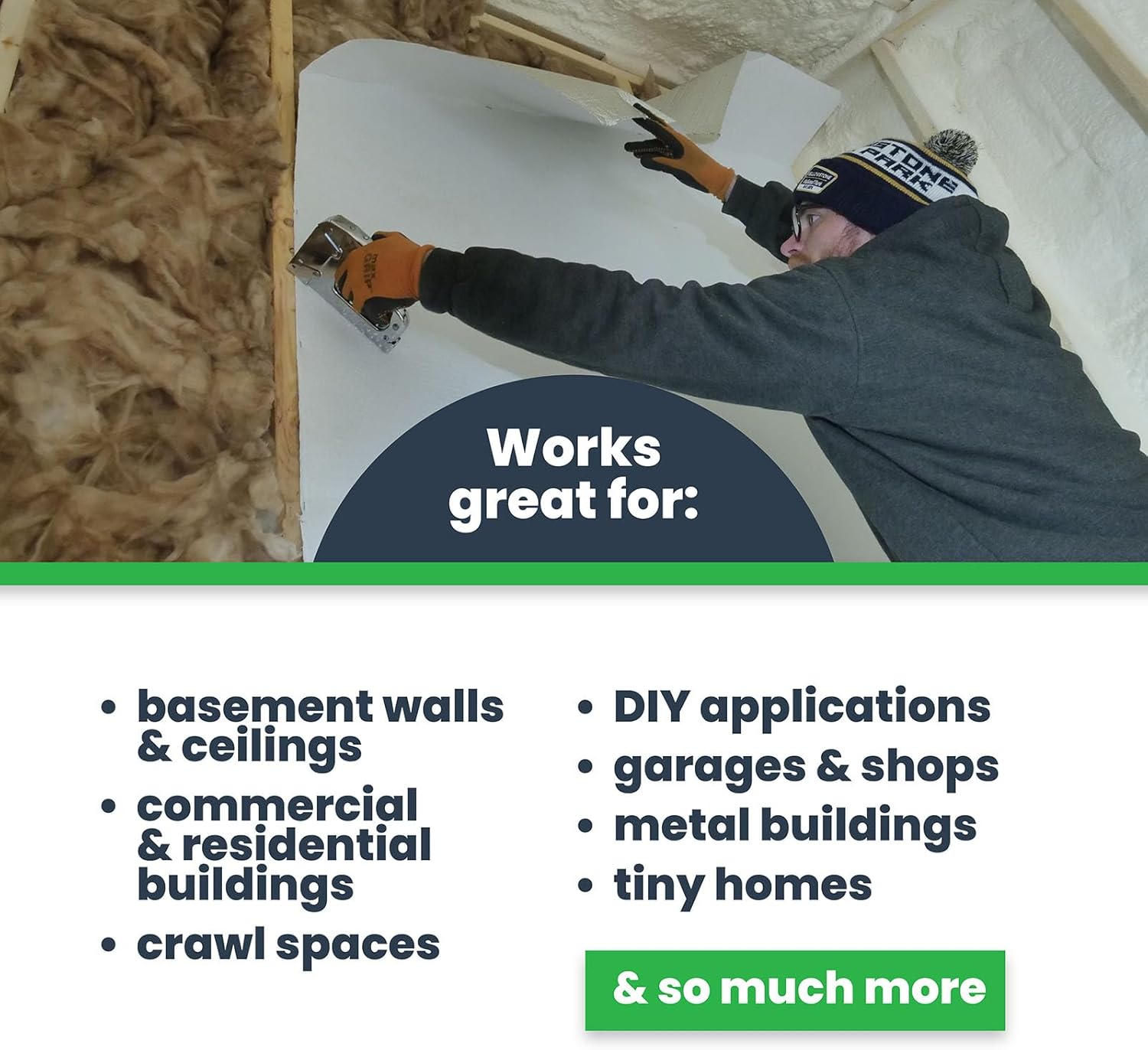 EcoFoil Double Bubble Insulation Roll 48 Inch x 25 Feet (50 sq. ft.), 6.35mm Thick, White/Foil, Double Bubble Reflective Foil Insulation Roll for Cold & Warm Climates, Radiant Barrier, Made in Canada