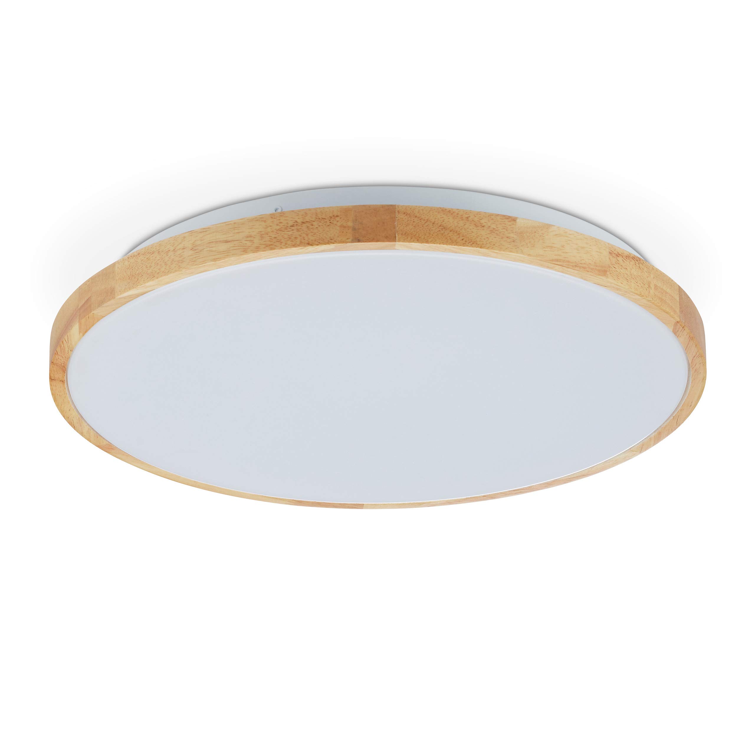 Plafonnier LED rond relaxdays en bois pour éclairer une entrée sombre