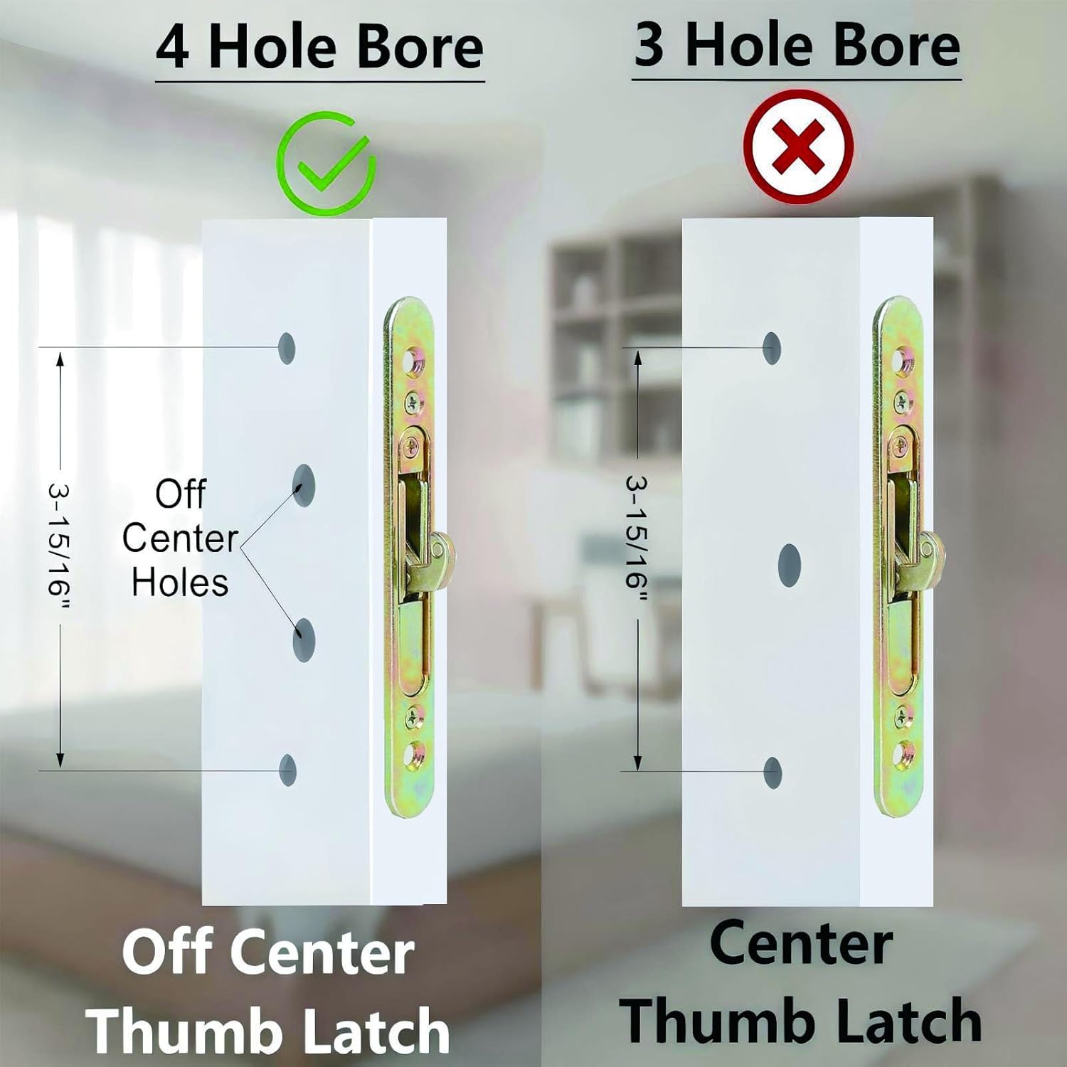 Keyed Sliding Patio Door Handle Replacement for 3-15/16" Hole Spacing Interior Glass Doors, Offset Thumbturn Fits 1-1/2" to 2-1/4" Thick Door, Non-Handed with Mortise Lock