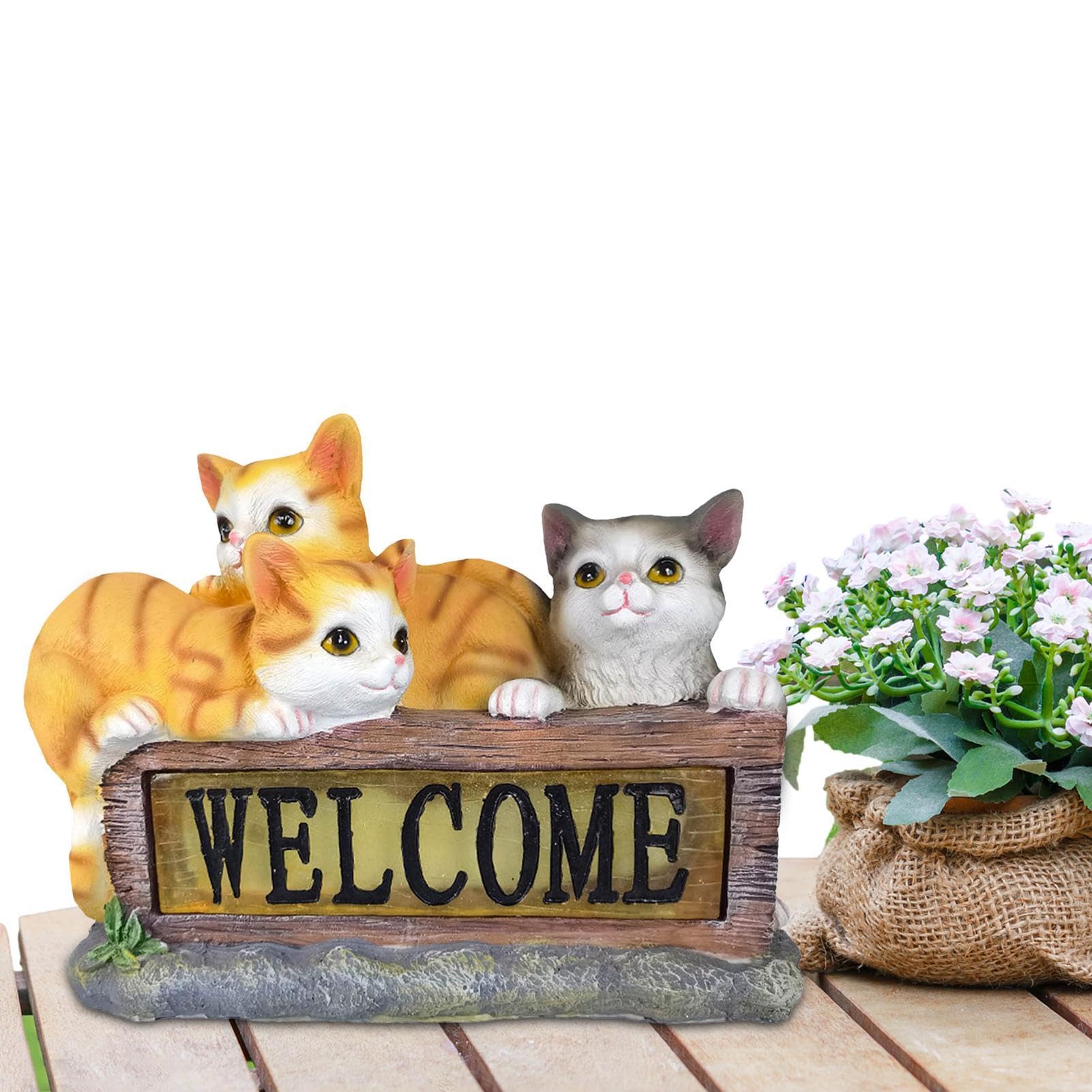 Estatua Solar de Gato – Luz Solar de jardín al Aire Libre, Adornos de Gato de Resina | Estatua Luminosa de Gatito, Adorable Escultura de Gato, decoración de césped para balcón | de Resina | Estatua Luminosa de Gatito, Adorable Escultura de Gato, decoració