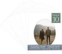 Vista 20 de CountryArtHouse Marco ovalado de 11 x 14 pulgadas, sin ácido, con núcleo blanco, corte biselado para fotos de 8 x 10 pulgadas, se adapta a marcos