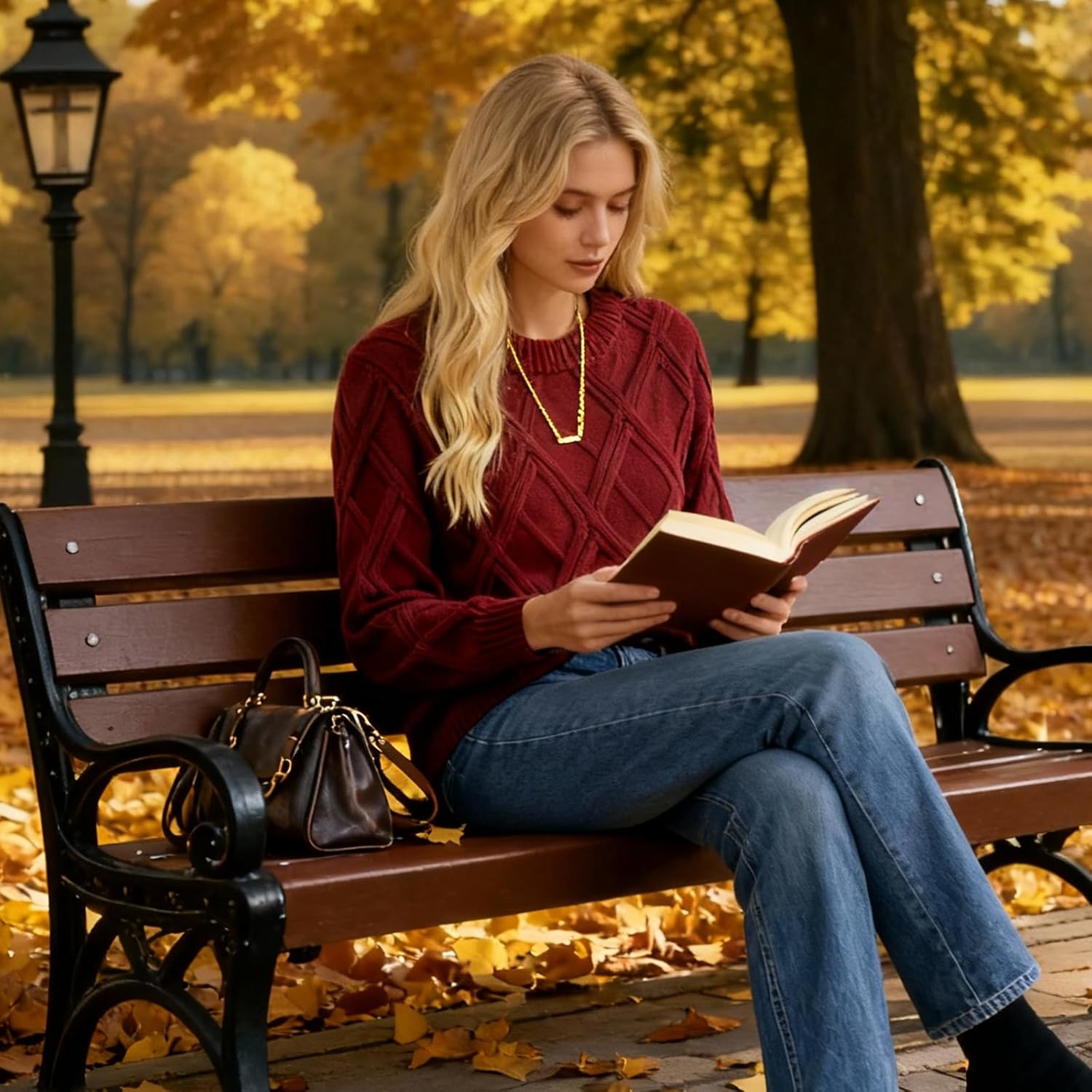 Women's Sweaters Crew Neck Pullover Cable Knit Sweaters Ribbed Casual Tops 2026 Classic Knitwear for Spring Winter - Image 3