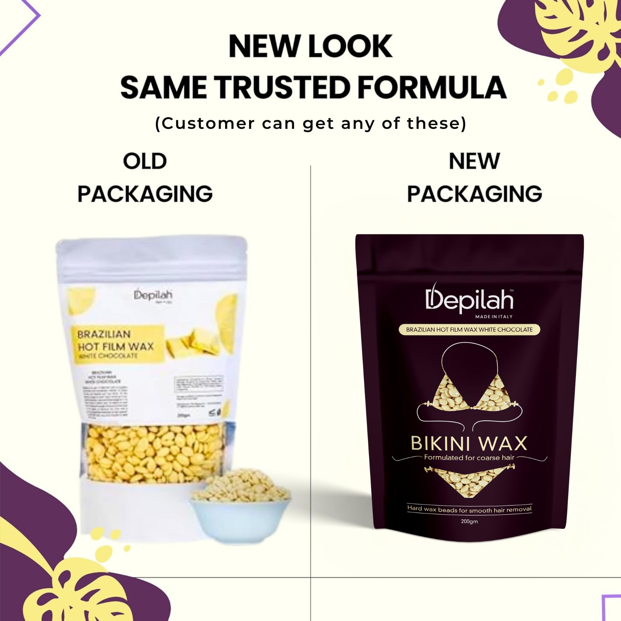 Depilah Brazilian Face Wax for Women, 200gm White Chocolate Film Wax for Face & Body - Stripless Wax Beans for Hair Removal - Easy Brazilian Wax