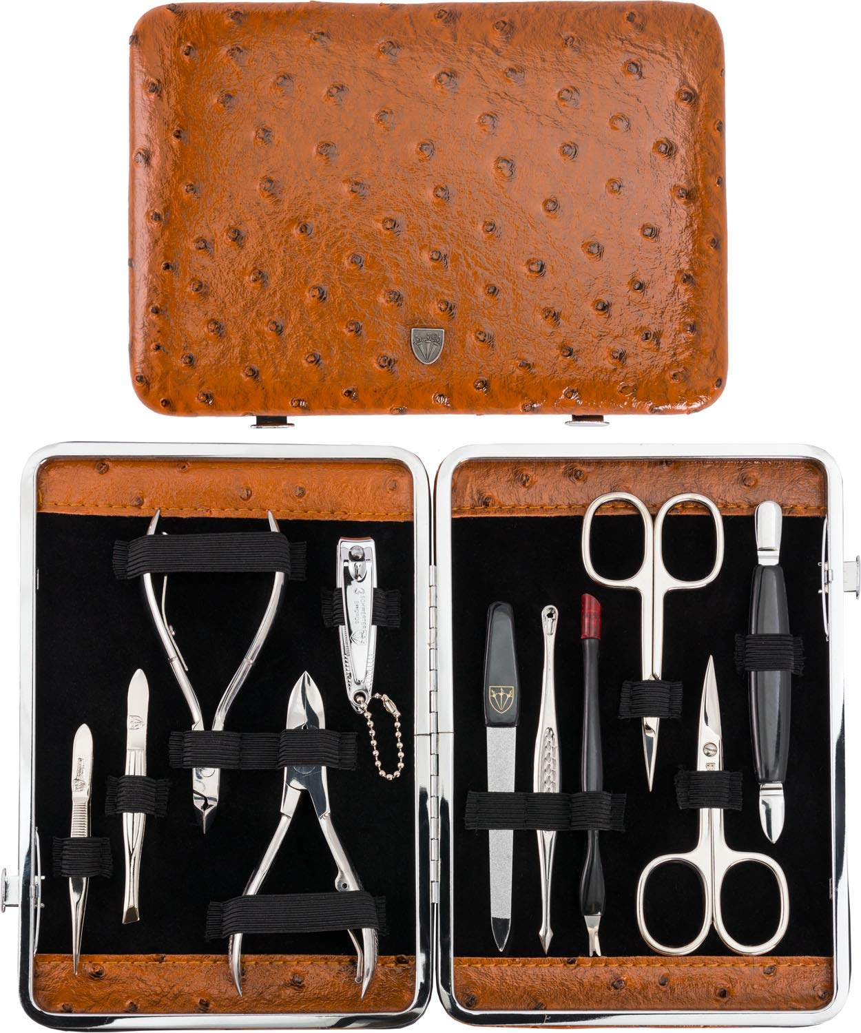 3 Swords Germany (OSTRICH BROWN) - - manicure pedicure set kit (663)