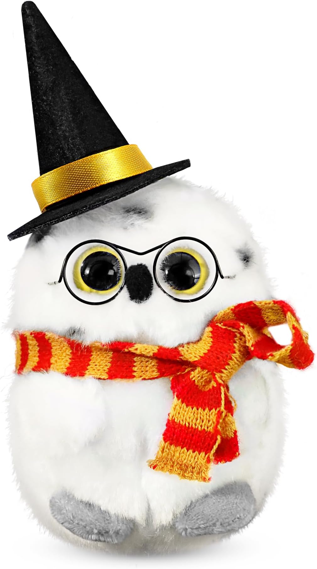Wizard World Owl Plush, Cute Stuffed Owl with Glasses, Hat & Scarf, Soft Owl Toy for Kids, Fantasy Fans Gift, Magic Owl Decor