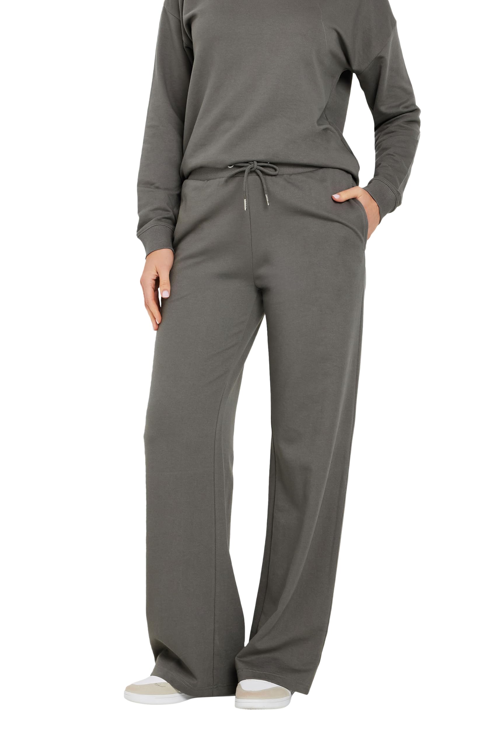 Long Tall Sally - LTS Tall Grey Wide Leg Joggers - Women's