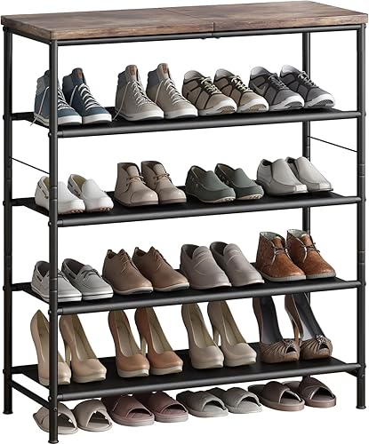 INGIORDAR Organizador de zapatos de 5 niveles con tablero de MDF industrial y tela de capa para entrada armario dormitorio sala de estar garaje