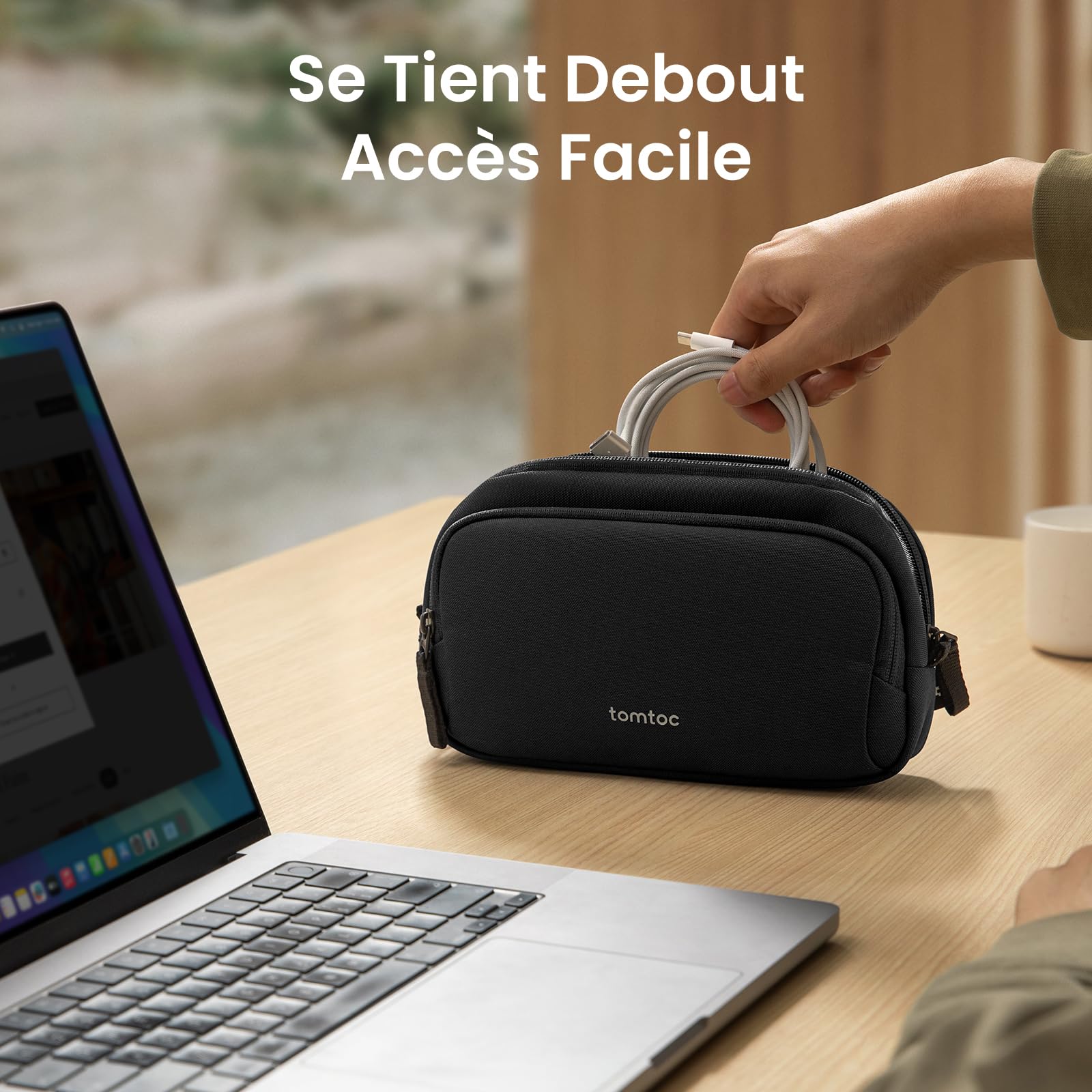 Tomtoc Sac de Rangement Câble, Organisateur de Câbles Portable Tech Pouch pour Accessoires Techniques et Voyage
