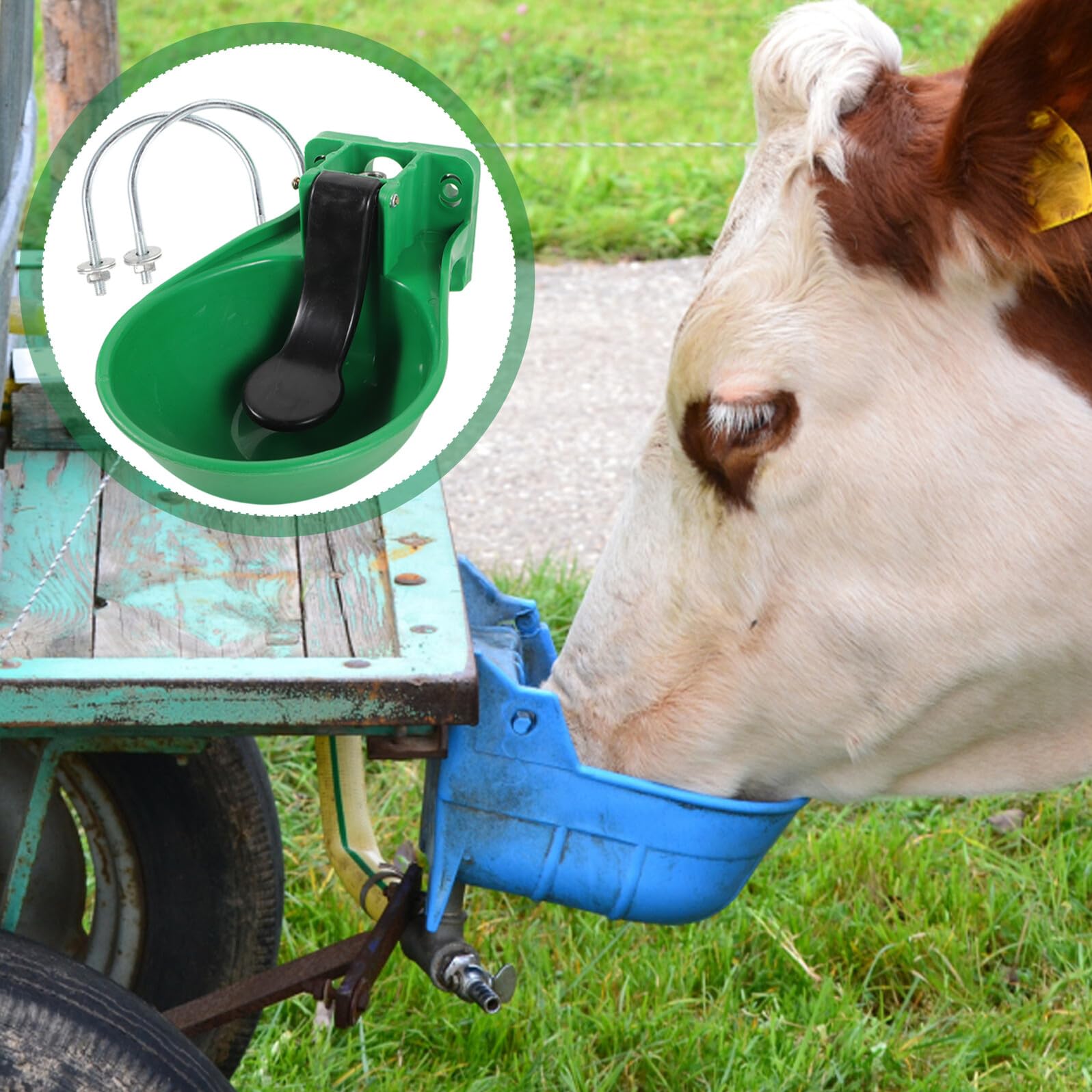 Abbeveratoio Automatico per Mucche, Ciotola Grande in Plastica Verde | Valvola in Rame, Montaggio Semplice, Pulizia Rapida, Uso per Bestiame e Bovini