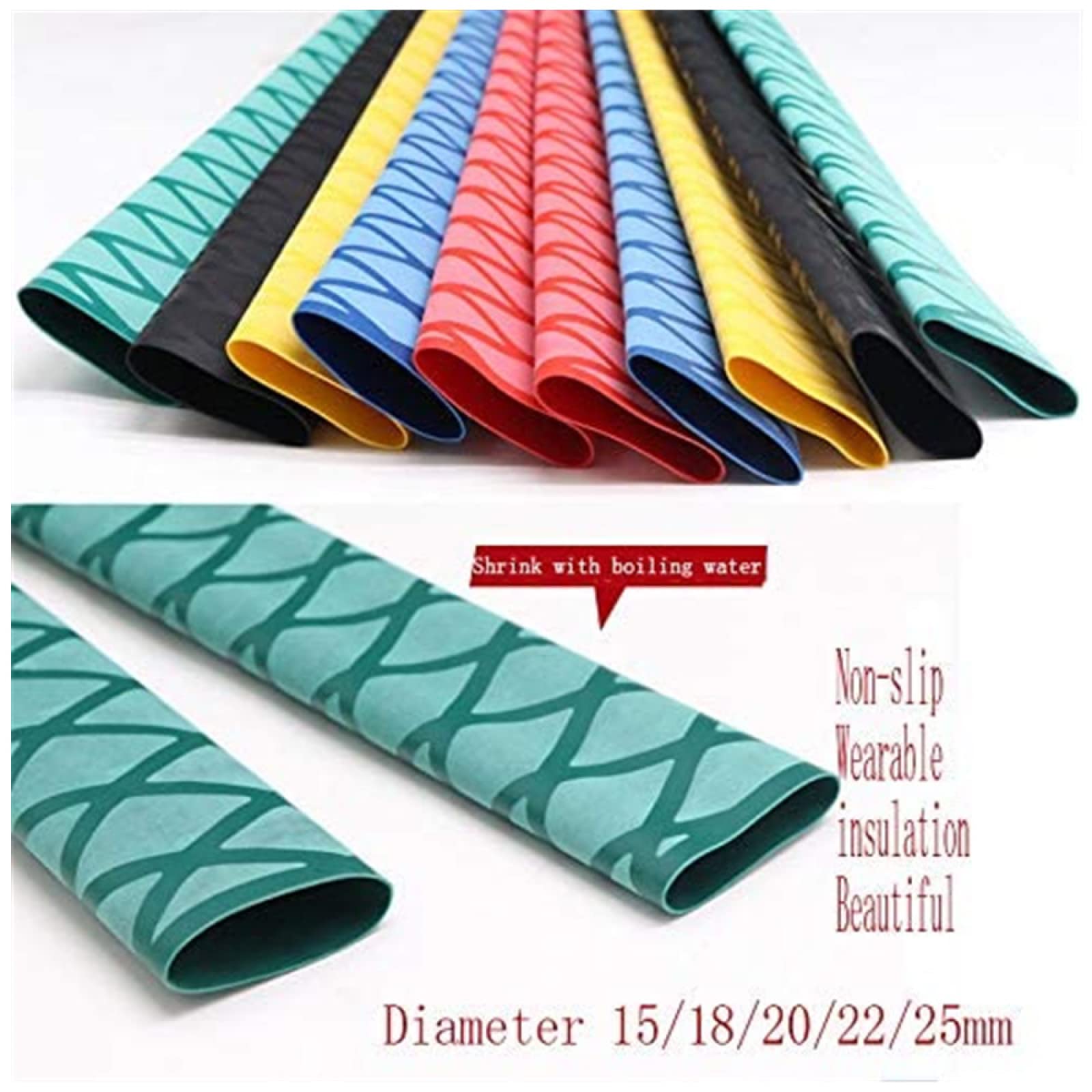 Tube thermorétractable en PVC pour canne à pêche, convient pour la classification des dévidoirs de câbles, longueur 1 m, diamètre (vert)