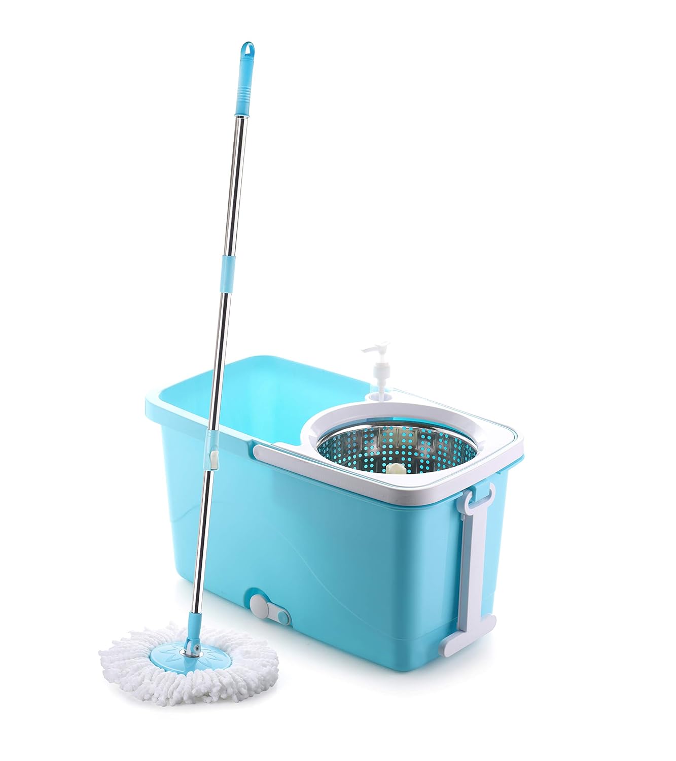 Ganesh Master Steel Quick Spin Mop, Rectangular Plastic Bucket Floor