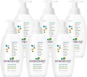 Alcohol Free Foam Hand Sanitizer, 0.15% Benzalkonium Chloride, Hypoallergenic, Fragrance Free, Safer for Kids, 100mL (Pack of 6)