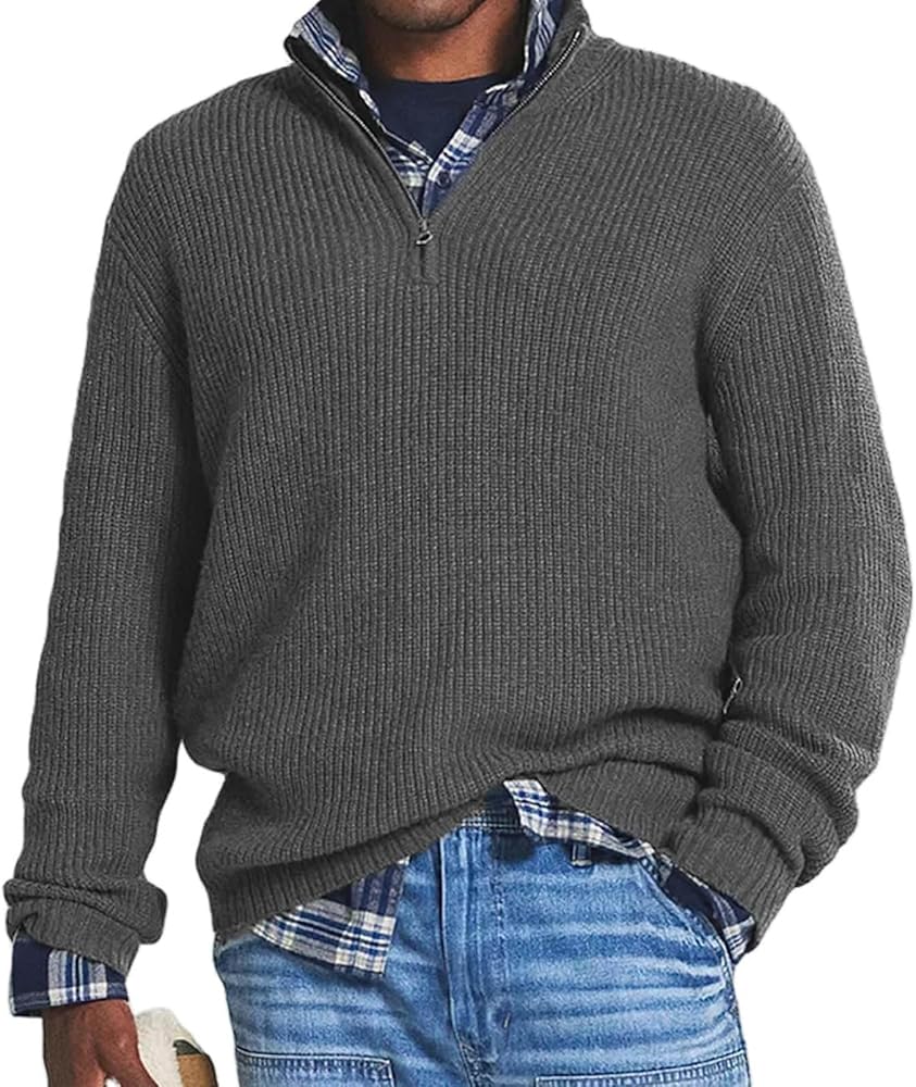 Amazon.com: QINMAO Men's Cashmere Business Casual Zipper Sweater