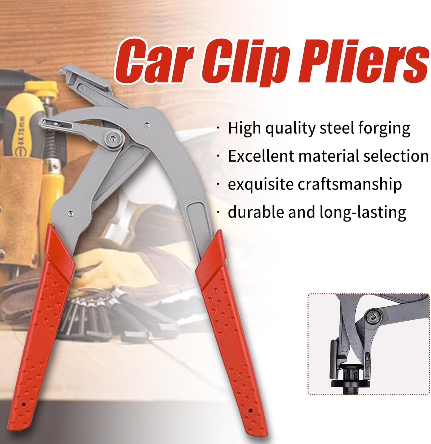 Car Clip Pliers, Efficient Multi-Functional Automotive Snap Pliers, Auto Trim Removal Tool, Spring-Loaded Fastener Rivet Remover for Door Panels, Trim Clips, Rivets, and Interior Panels (3PCS)