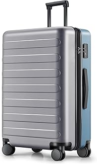 NINETYGO 26 Inch Luggage with Spinner Wheels, Checked Luggage, Large Luggage for 7-10 Days Travel, 100% Hardshell PC, TSA Lock, 28.1 X 18.5 X 11.4 (Grey Blue, Rhine)