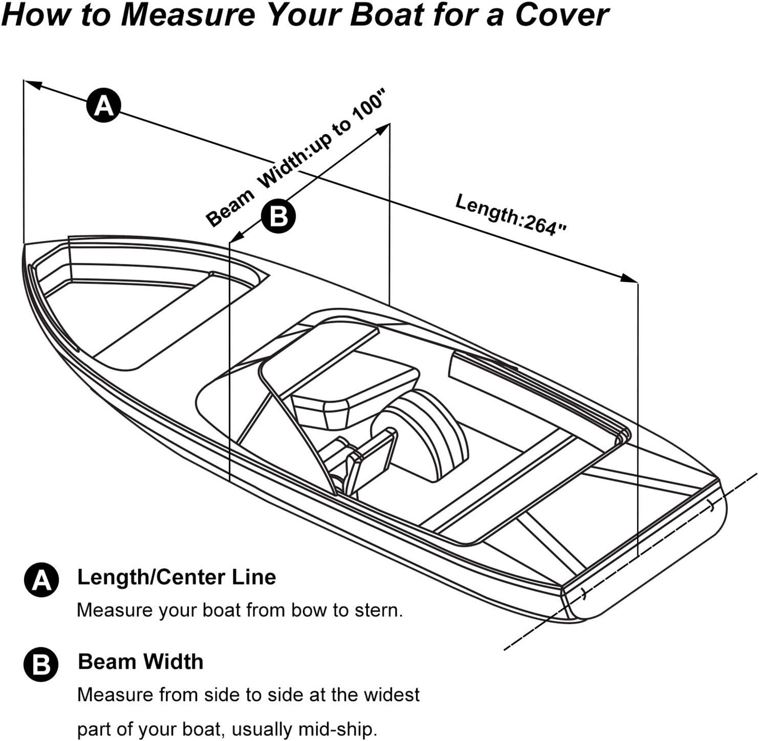 RVMasking Upgraded 600D Trailerable Waterproof Boat Cover Fits V-Hull,Tri-Hull, Runabout Boat (Length:17-19' Beam Width: up to 96") : Sports & Outdoors