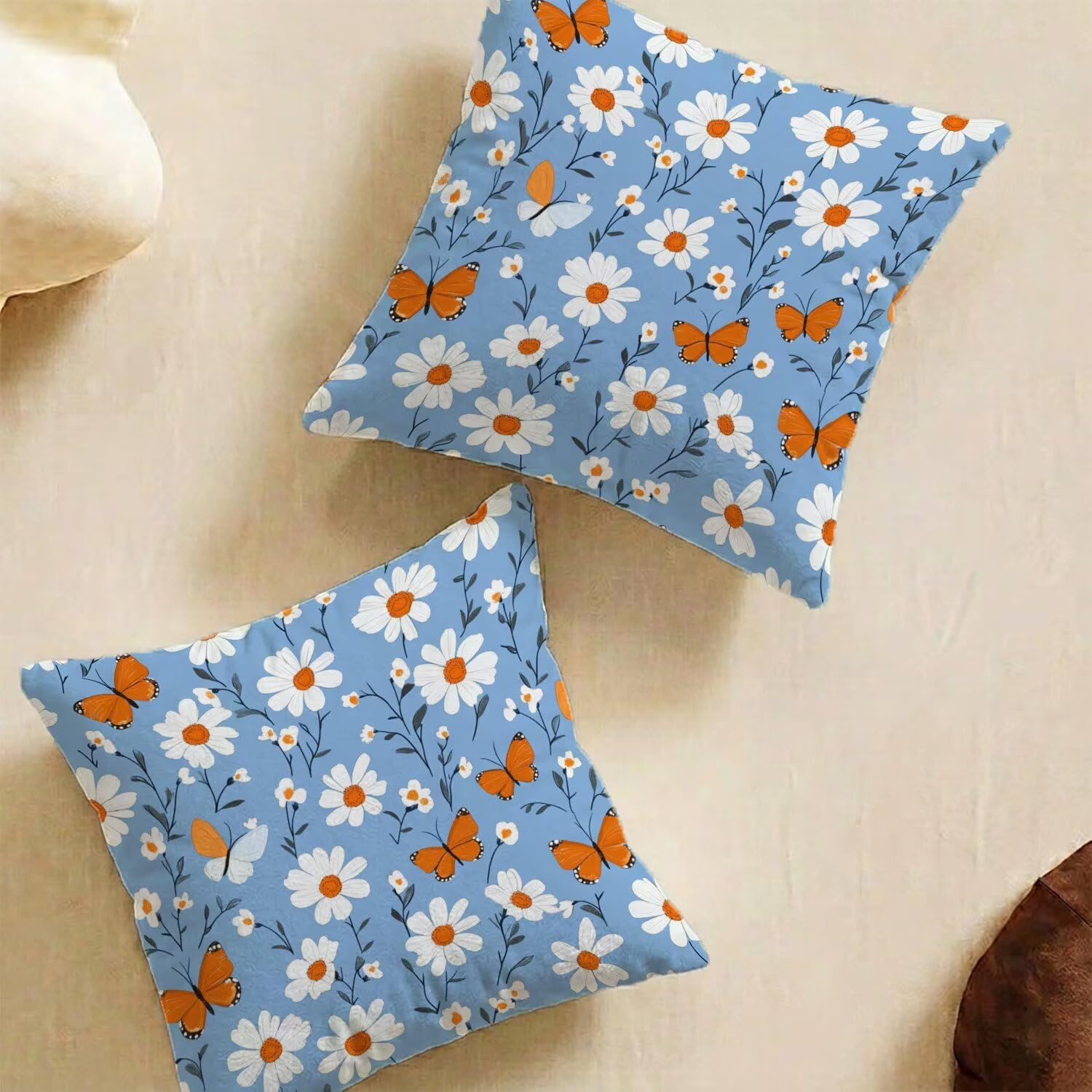 Housse de coussin 60x60 cm velours bleu de qualité supérieure