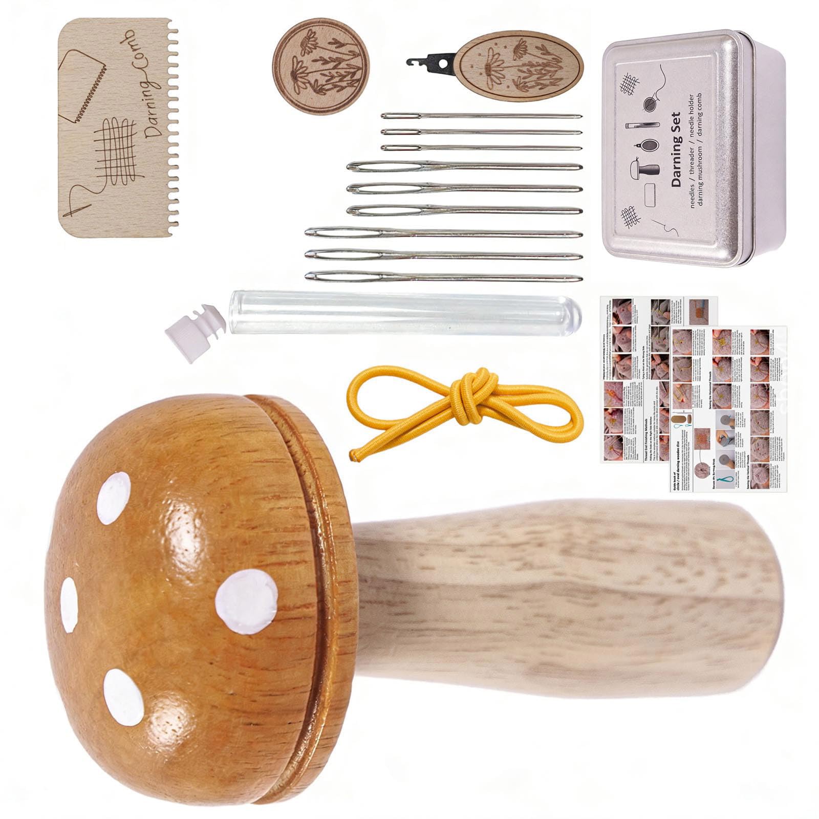 Piceioep Wood Sewing Mushroom Safe for Children in Craft Activity Promoting and Family Fun Wood Darning