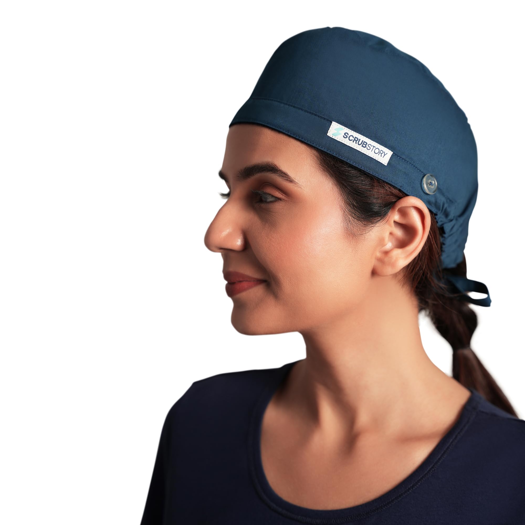 Soccer Football Black White Scrub Cap – Ponytail Surgical Nurse Hat For Women & Men – Adjustable Working Medical Cap