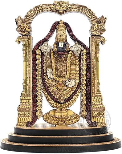 Estatua tallada en madera Tirupati Balaji de 4 pulgadas en maderas duras exóticas - Ídolo Venkateswara de madera hecha a mano de varias capas para