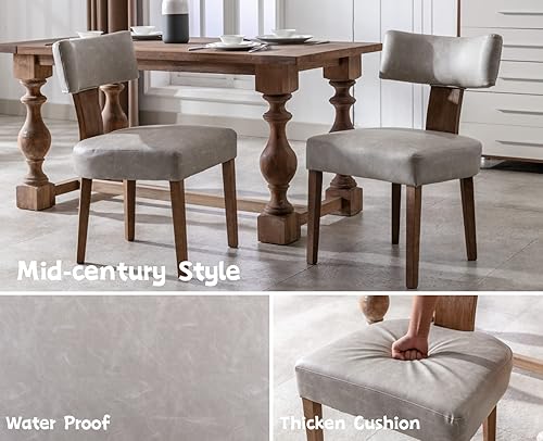 Miniatura 5 de CIMOTA Sillas de comedor tapizadas, sillas de cocina y comedor, silla auxiliar sin brazos de lino moderno de mediados de siglo con marco de madera y