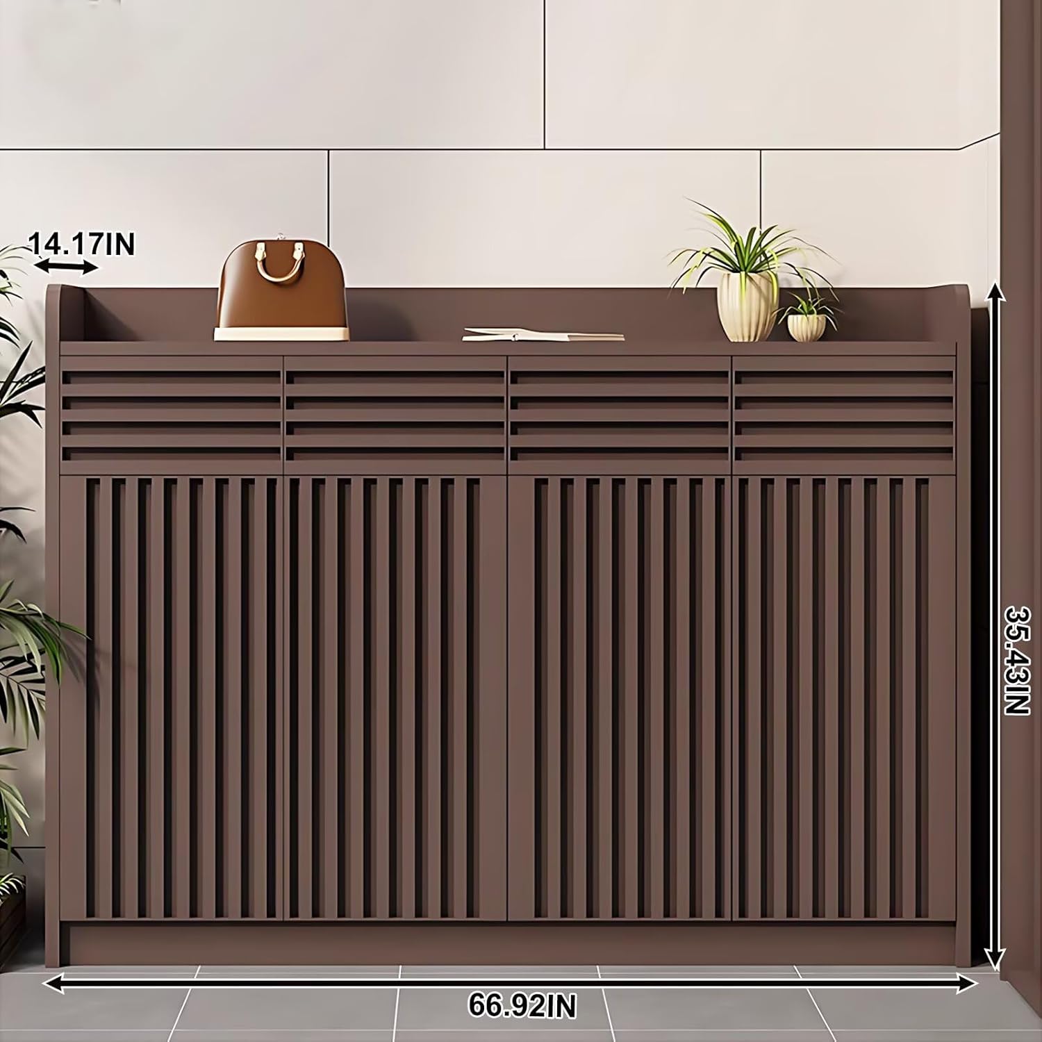 Outdoor Kitchen Cabinet - Laundry Cabinet Includes Horizontal and Vertical Stripes Design,Durable Outdoor Storage Unit Includes Hidden Handle(66.92IN)