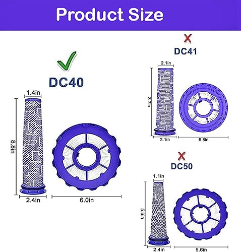 Miniatura 5 de Filtros HEPA para motor pre y poste, repuesto compatible con Dyson DC40 LightSlim Ball Animal Multi Floor Origin y Total Aspiradora Parte #