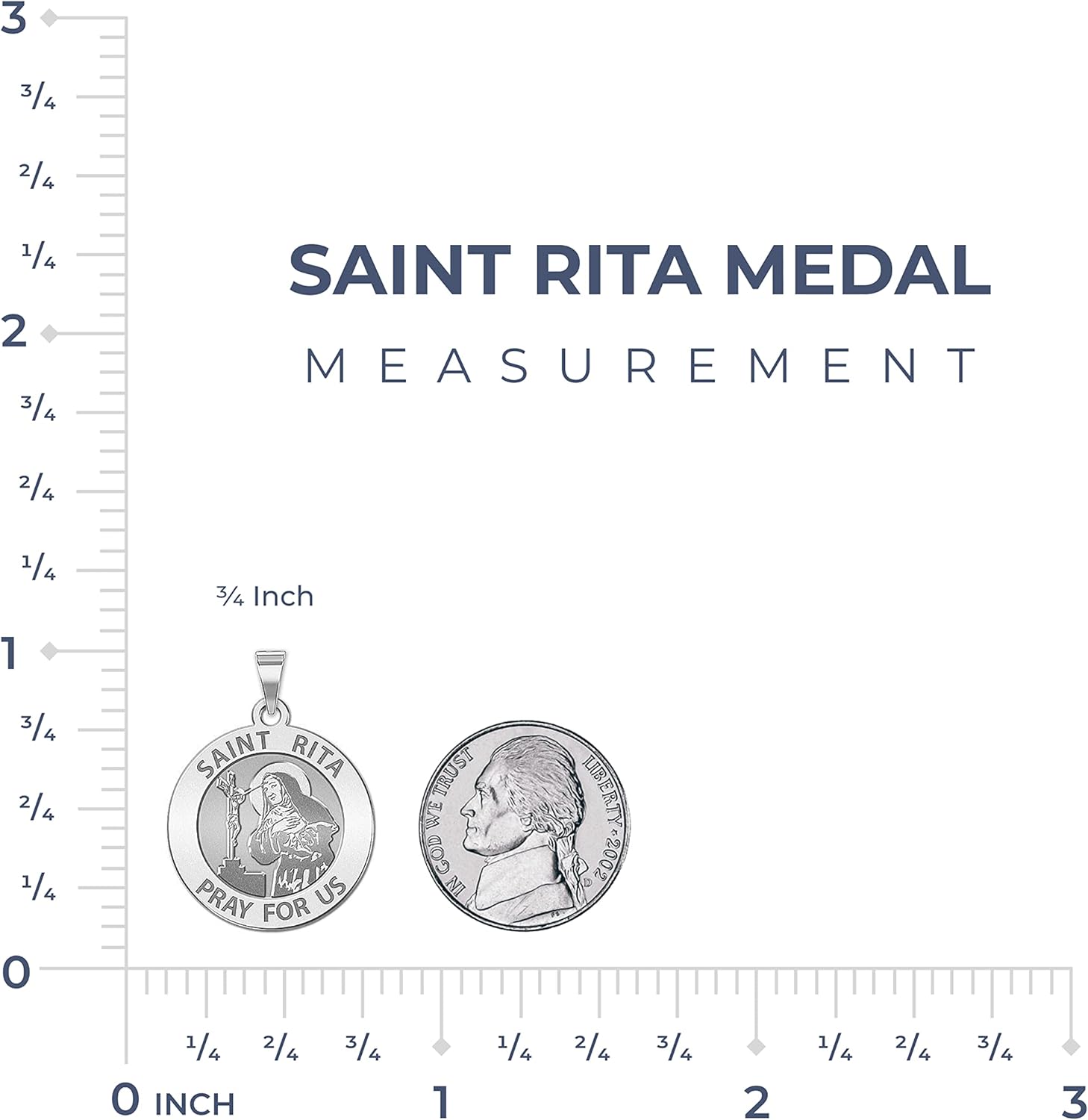 PicturesOnGold.com Saint Rita Religious Medal - 3/4 Inch Size of a Nickel -Sterling Silver