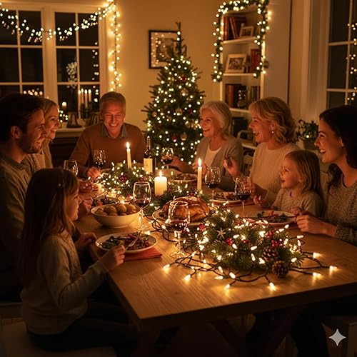 Miniatura 3 de 500 luces LED de Navidad para exteriores, tira de luces blancas cálidas de 170 pies para interiores, cable verde de 29 V de bajo voltaje, luces de