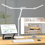 Micomlan Led Desk Lamp with Clamp, Architect Desk Lamp for Home Office with Atmosphere Lighting, 24W Ultra Bright Auto Dimming Desk Light Stepless Dimming and Tempering LED Table Light