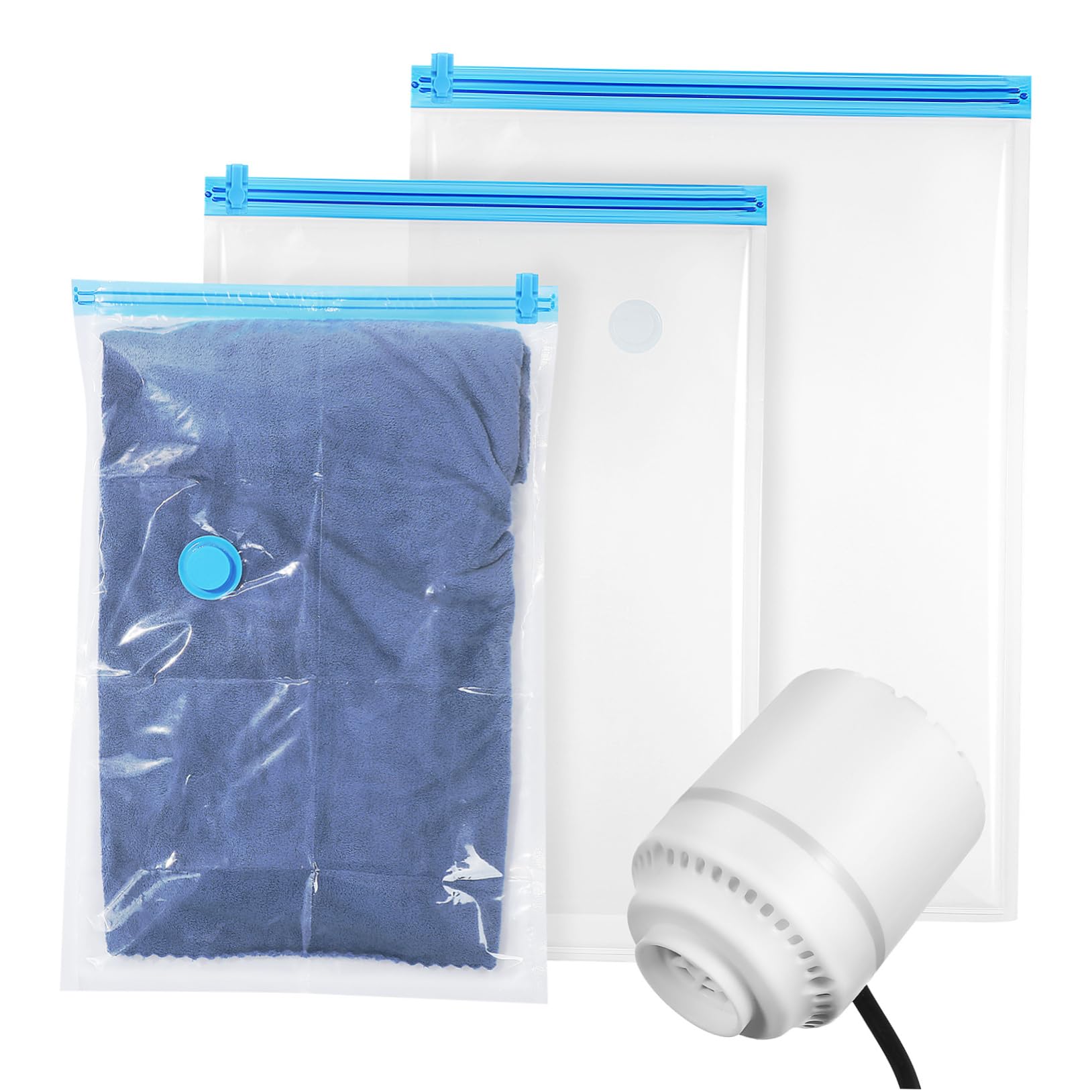Rangement sous vide BESTYASH : 3 sacs de compression avec pompe électrique compacte