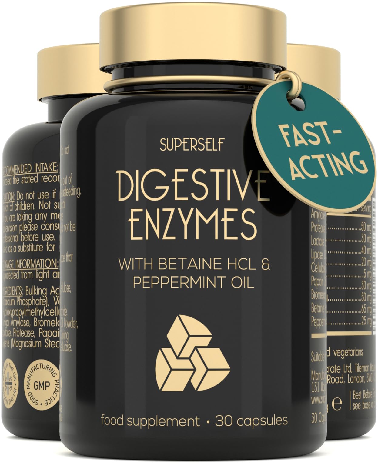 Sponsored Ad – Digestive Enzyme Supplements with Betaine HCL - 7 Digestive Enzymes for Gut Health & Support with Lactase, Bromelain, Lipase & Peppermint Oil - 30 Capsules - Gentle & Fast Acting Tablets - UK Made