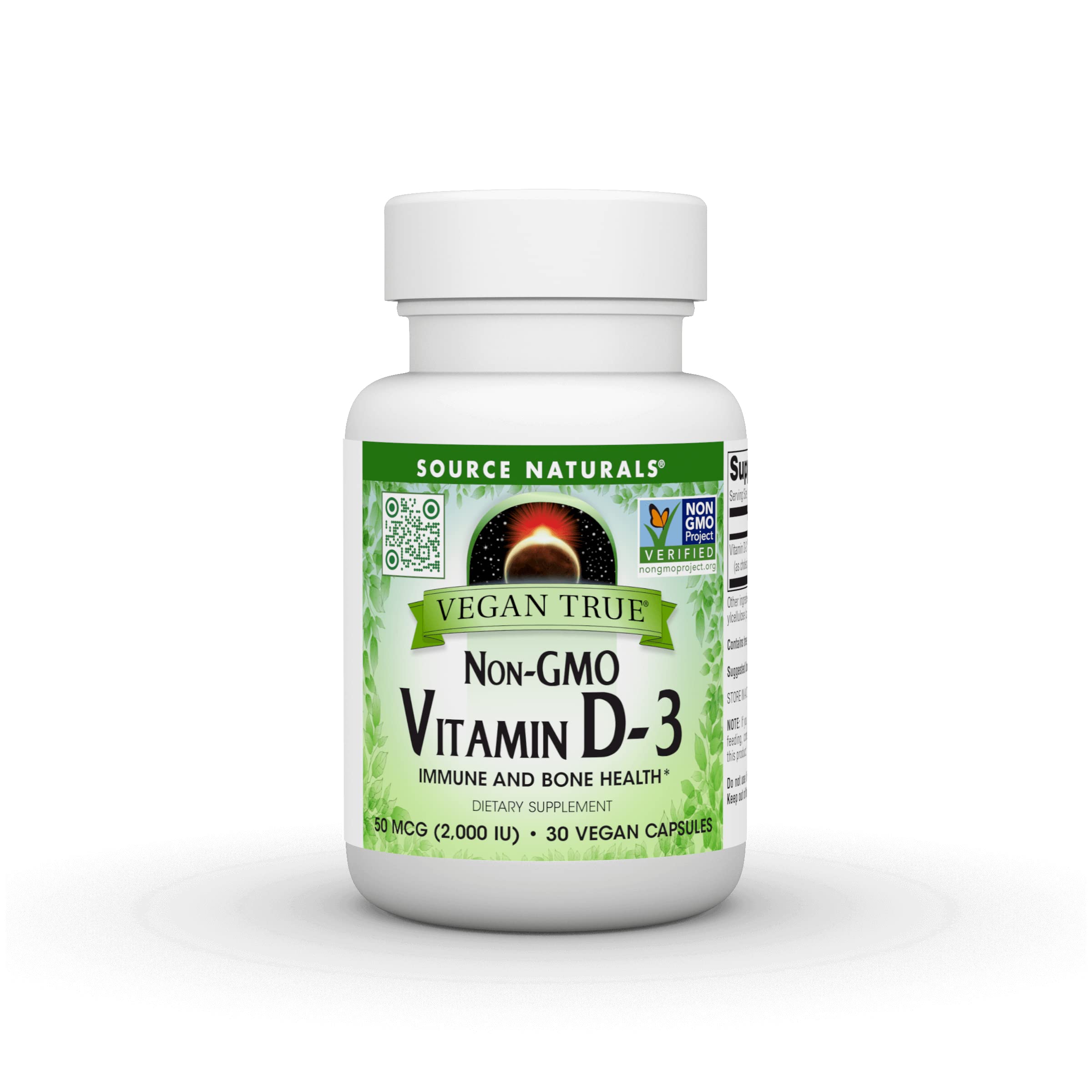 Source Naturals Vegan True, Vitamin D-3, 2,000 IU - 30 Vegan Capsules 30 Count (Pack of 1)