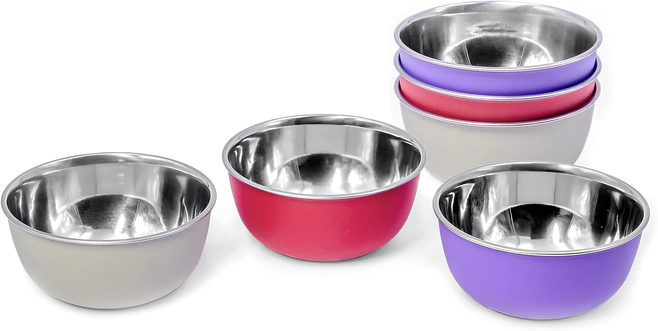 Stainless Steel Microwave Safe Bowls 6 Pieces Set (Multicolor 12Cm, 6 Pieces Set), 300 Milliliter - 300 Ml
