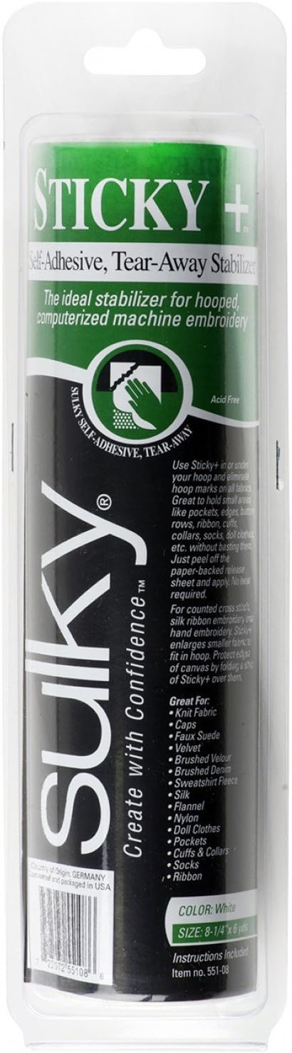 100569 Sticky Self-Adhesive Tear-Away Stabilizer Roll, 8.25" X6yd, Clear (551-08), 1Pack