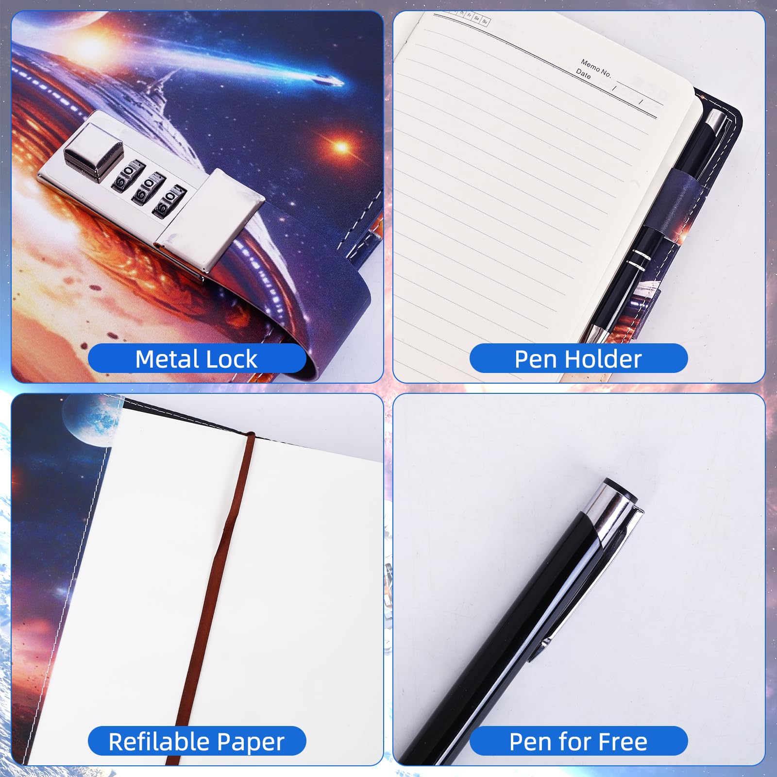 Folxakdis Diario Segreto Bambino Diario con Lucchetto Diario segreto con Codice Ragazzo Fantastici Diari Regalo per Ragazzi 8-16 anni