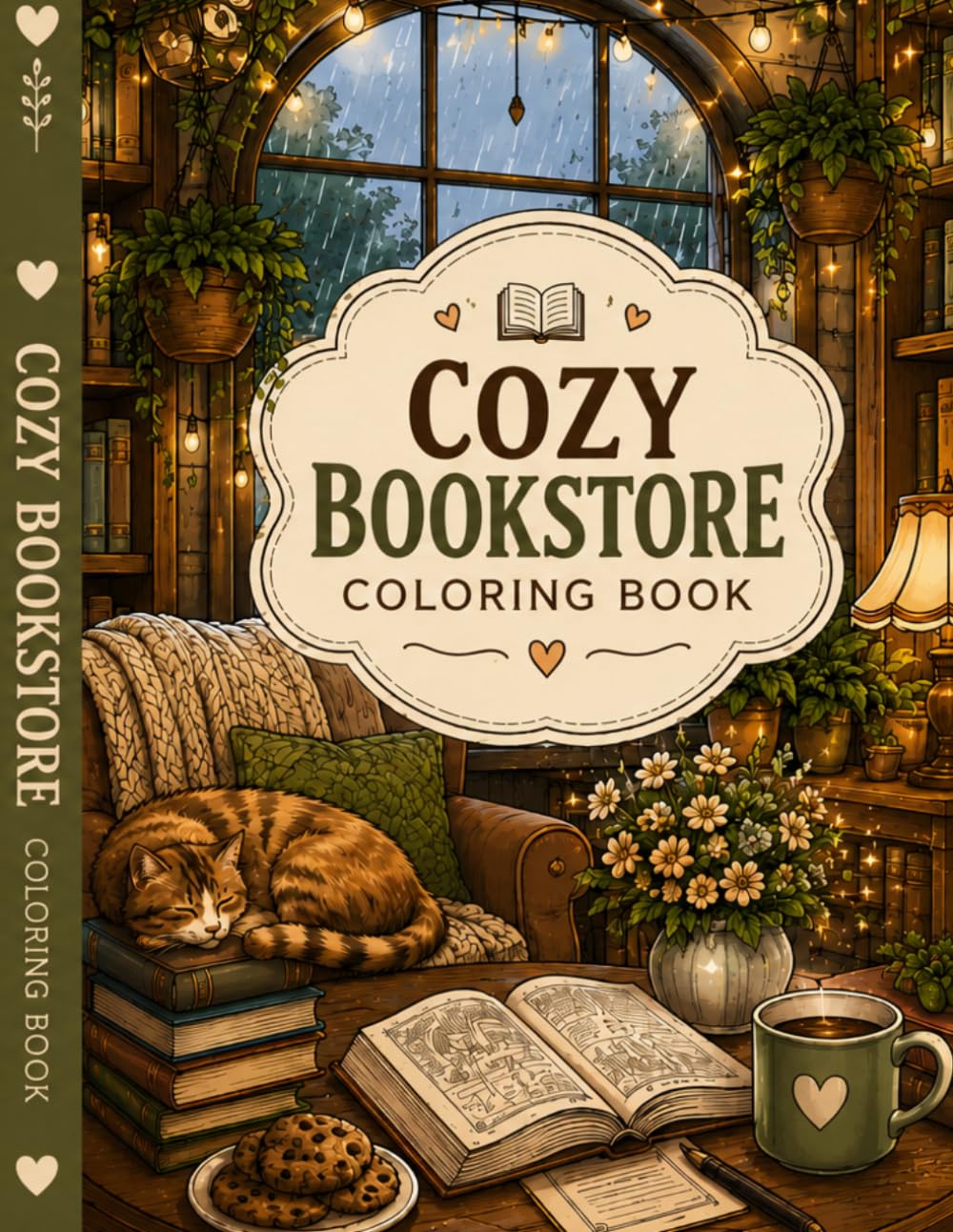 Cozy Bookstore Coloring Book: 25 Relaxing Bookshops, Reading Nooks & Cozy Café Scenes for Adults and Teens
