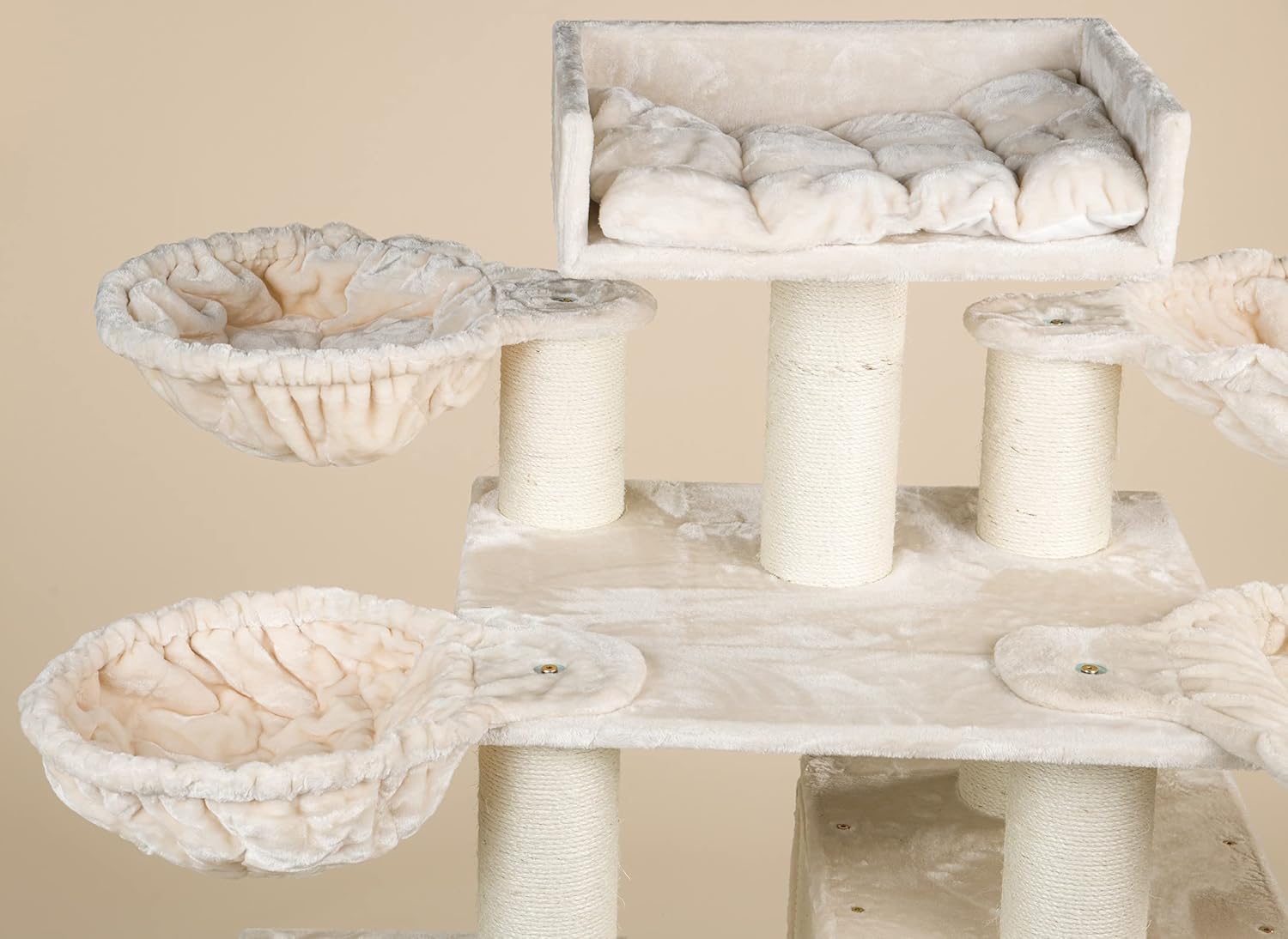 RHRQuality Cat Tree for large cats - Cat Paradise - Large Cat Scratching Post XXL Cat Scratching Post for Maine Coon Large Cat Tree Heavy Cat Climbing Tree Scratching Furniture (Plus, Beige) 7 718BDmtaV+L. AC SL1500