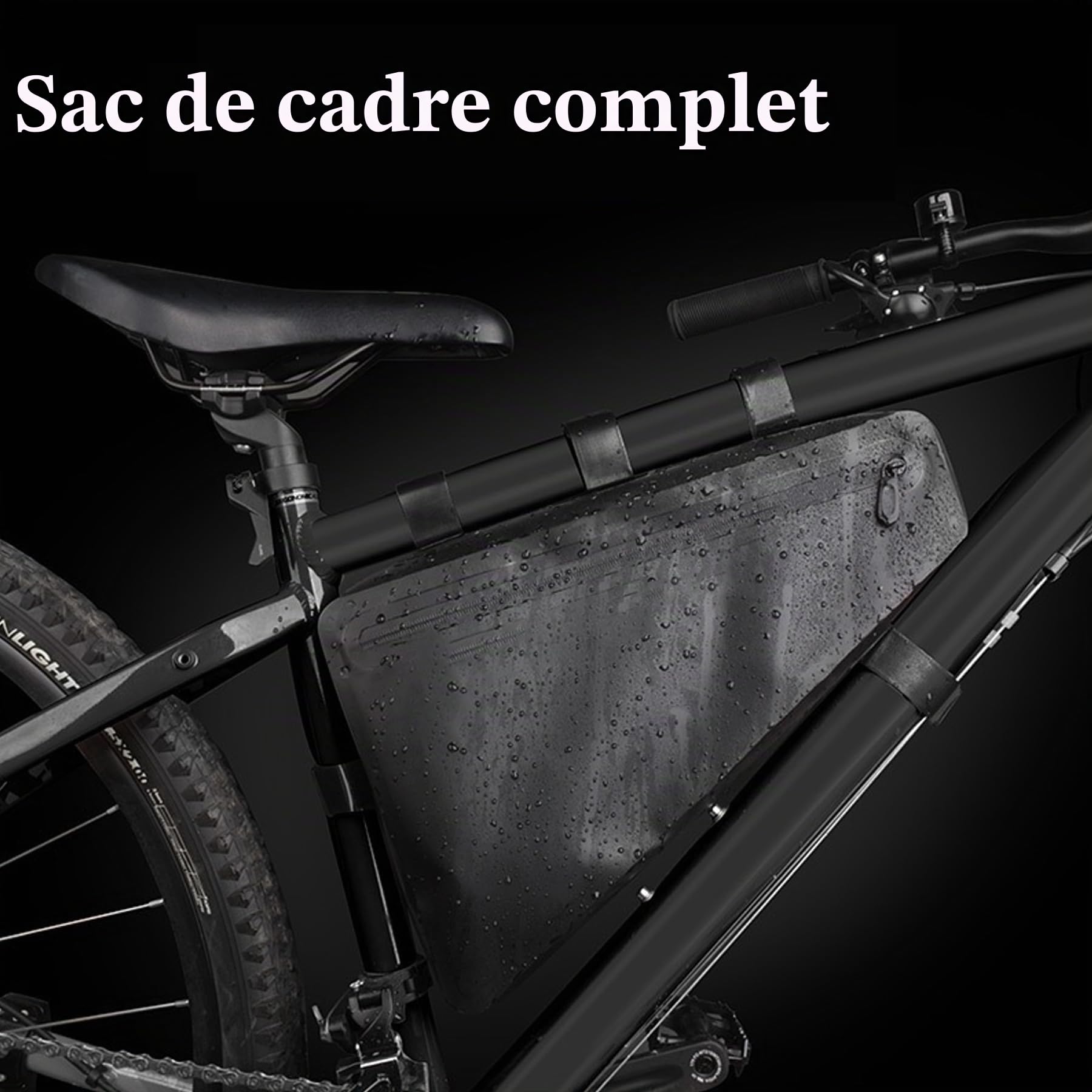 Sac triangulaire pour vélo en PVC étanche sous le tube supérieur pour selle de vélo, sac de selle pour VTT, pochette de rangement grande capacité de 8 l pour accessoires de sport, clés