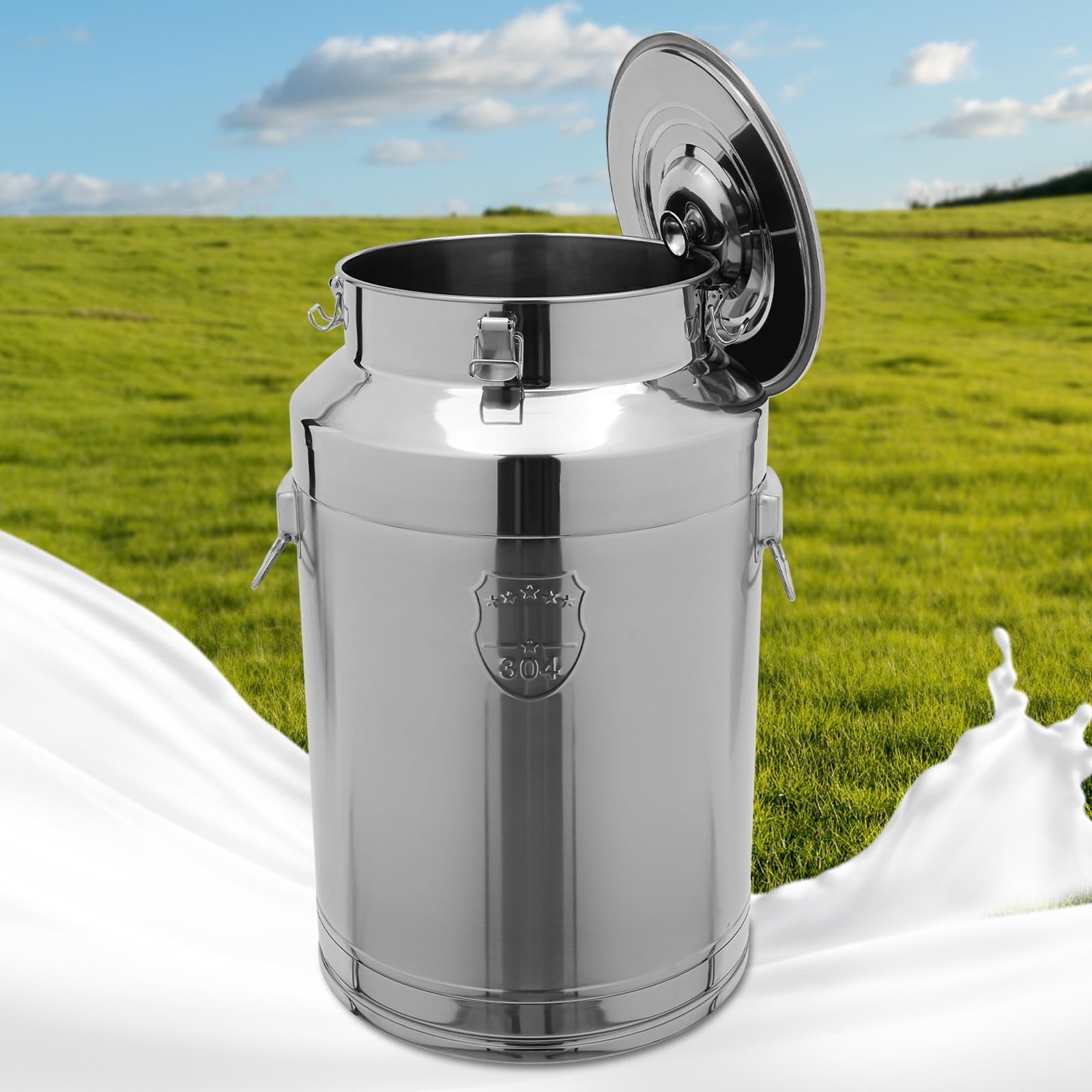 AYCDL Pail Milk Can Bucket,76L/20.08 Gallon 304 Stainless Steel Beer Jug Oil Bottle Ice Bucket Transport Barrels Storage Canister with Sealed Lid for Restaurant Ranch