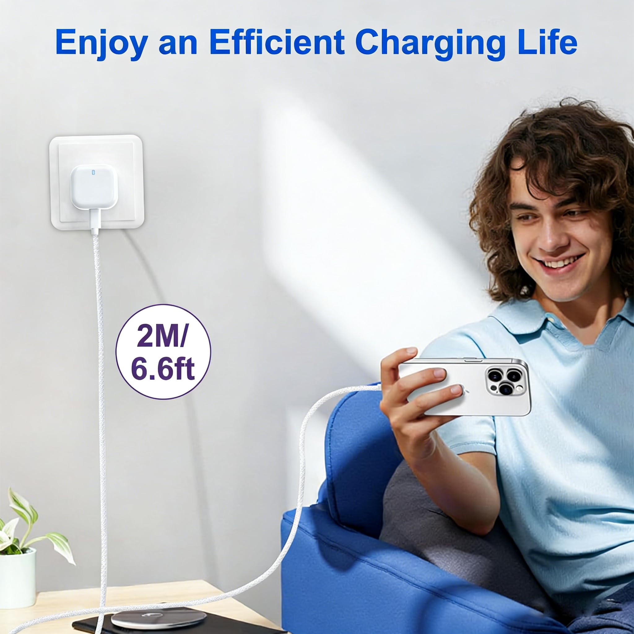 pumsan Google Pixel Fast Charger, 20W USB Type C Plug and 2M Charging Cable for Google Pixel 10/10 Pro/10 Pro XL/10 Pro Fold/9/9 Pro/9 Pro XL/9 Pro Fold/8 Pro/8/8A/7A/7/7 Pro/6A/6/6 Pro/iPhone 17 16 — view 3