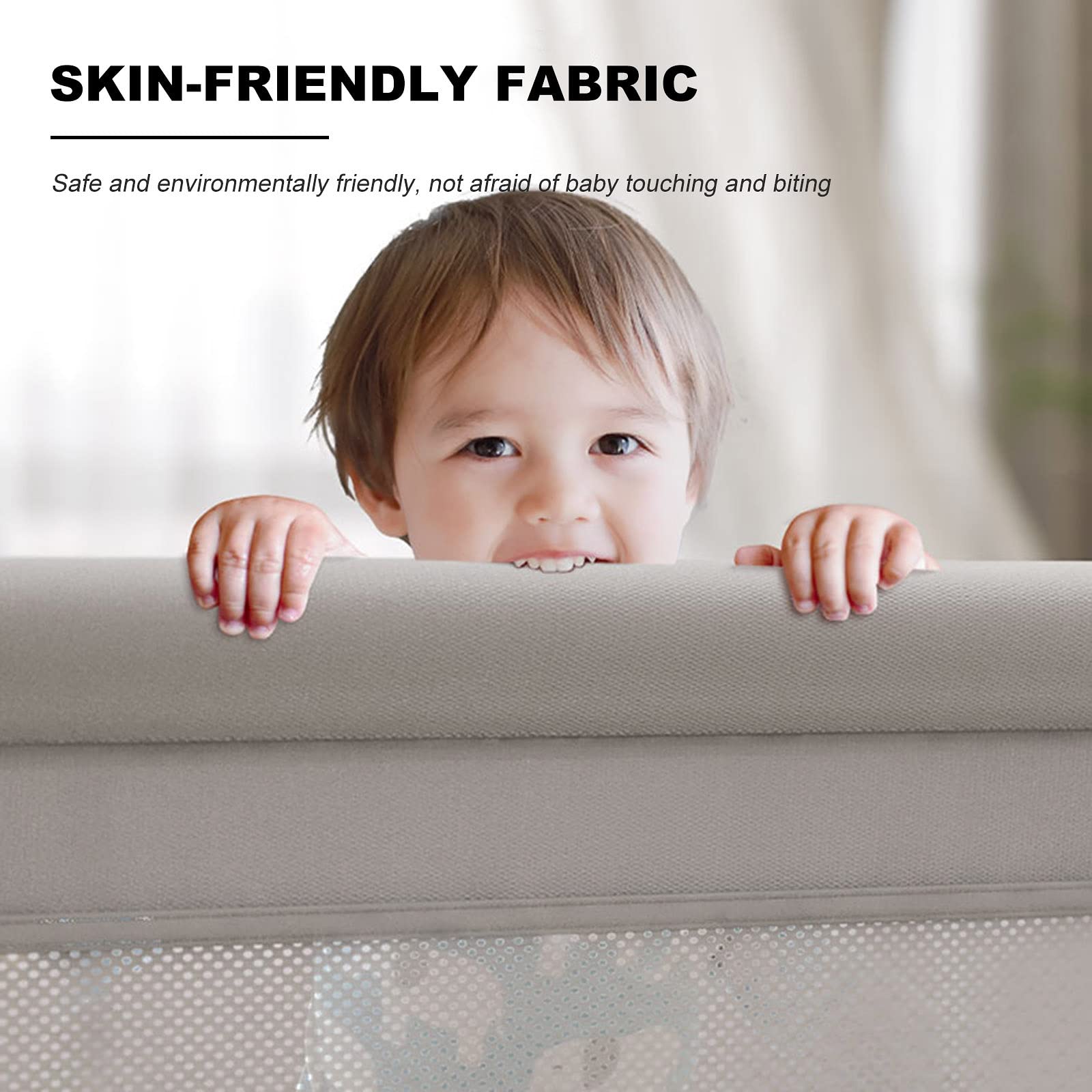 Jolan Baby Playpen 120×120cm 120×160cm 120×180cm 150×180cm 160×200cm 180×200cm,Baby Fence with Breathable Net and Zipper Door,Kids Indoor Outdoor Safety Activity Center Playpen,Grey-120×180cm