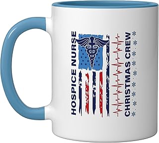 Hospice CNA Women Christmas Hospice Nurse Ceramic Mug, Blue/White