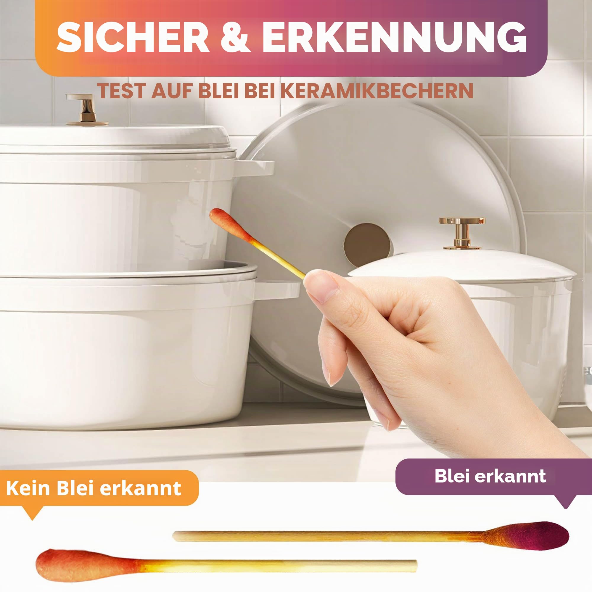 DIPSTIK Blei-Test-Set, 30 Stück, Blei-Teststäbchen, schnelle genaue Messleitung für alle lackierten Oberflächen, Geschirr, Möbel, Spielzeug, Holz