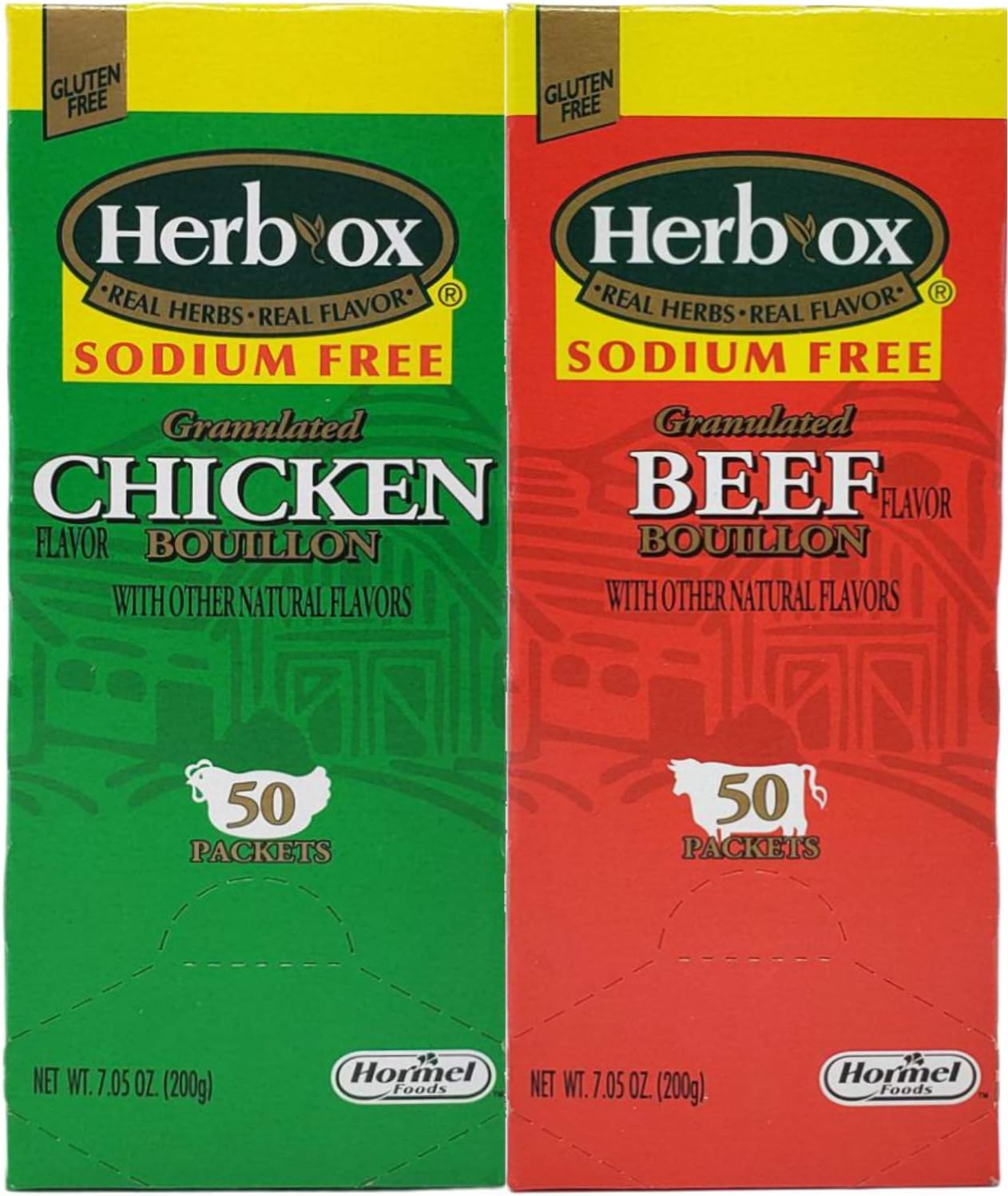 Sodium Free Bouillon Bundle,`Beef and Chicken, 100 Total Packets