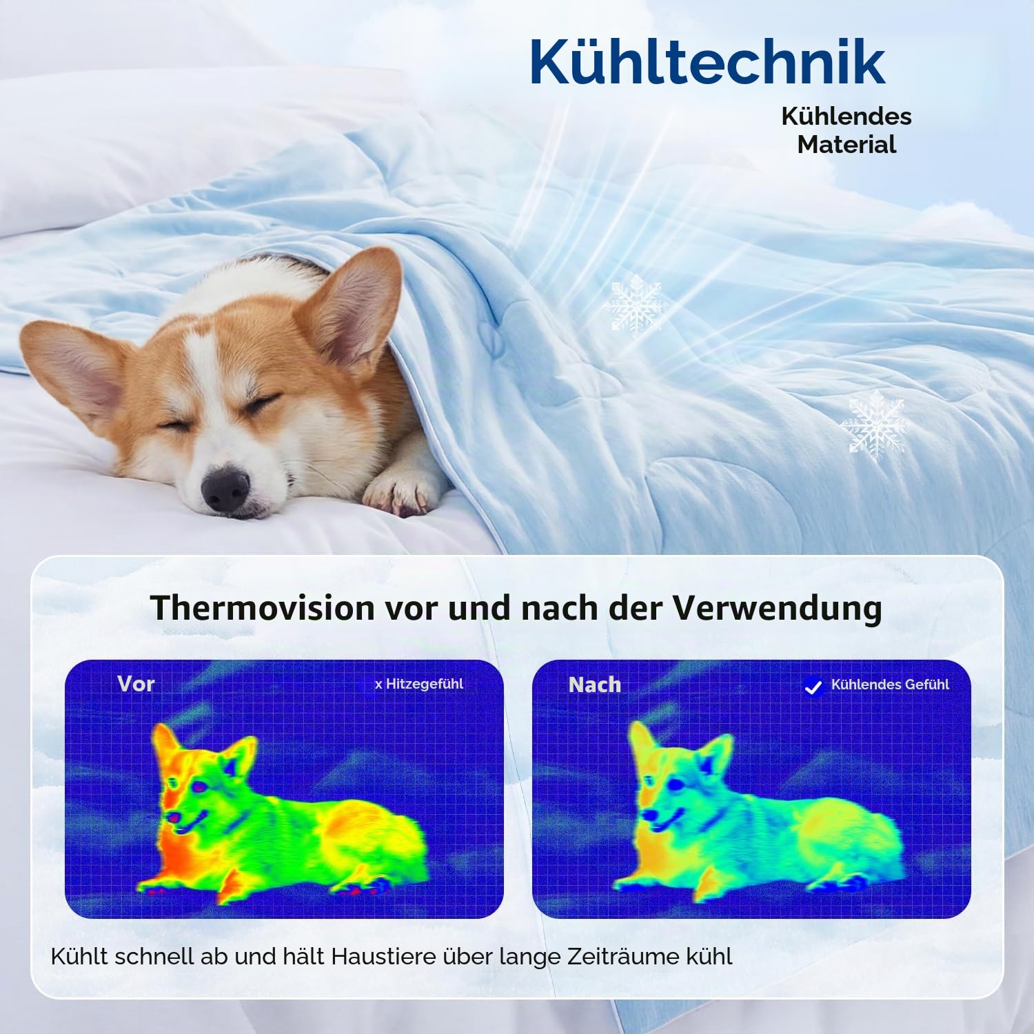 ZOMISIA Kühldecke für Hunde Q-MAX>0.4 – Prämie Sommer Selbstkühlend Kühlmatte für Große Hunde 127 x 102 cm, Waschbare Hundekühlmatte, Graue Kühlende Decke für Sofa Hundebett, Zuhause & Unterwegs