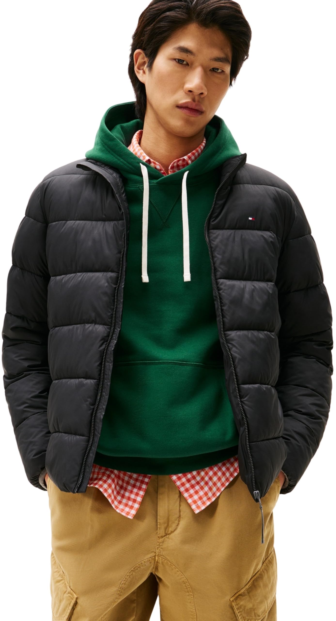 Tommy Hilfiger Men’s New Mid Weight Puffer Jacket with Stand Collar, Black (Black), XXXL
